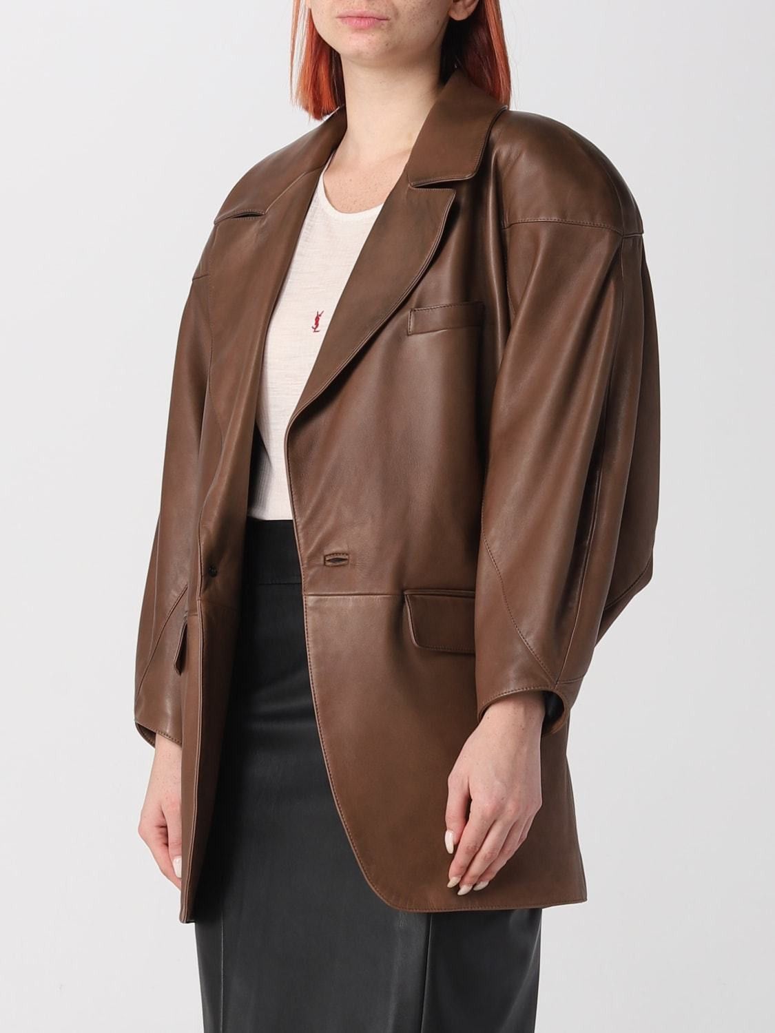 Saint Laurent Paris o1bcso1str1124 Oversized Jacket In Lambskin in Brown Size M / US 6-8 / IT 42-44 - 4 Thumbnail