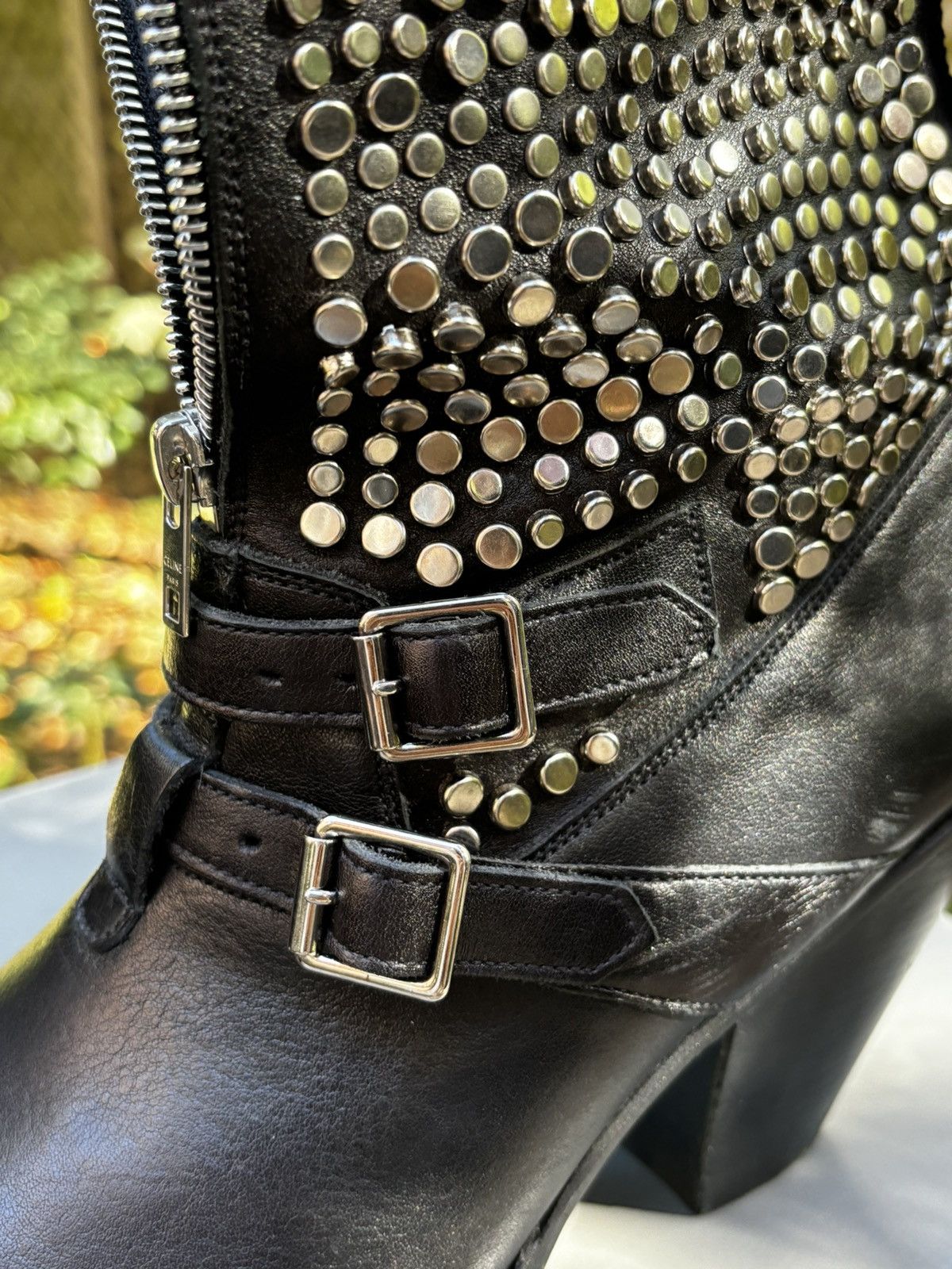 Celine SS19 Hedi Slimane Celine Studded Western Boots Size US 7 / EU 40 - 8 Thumbnail