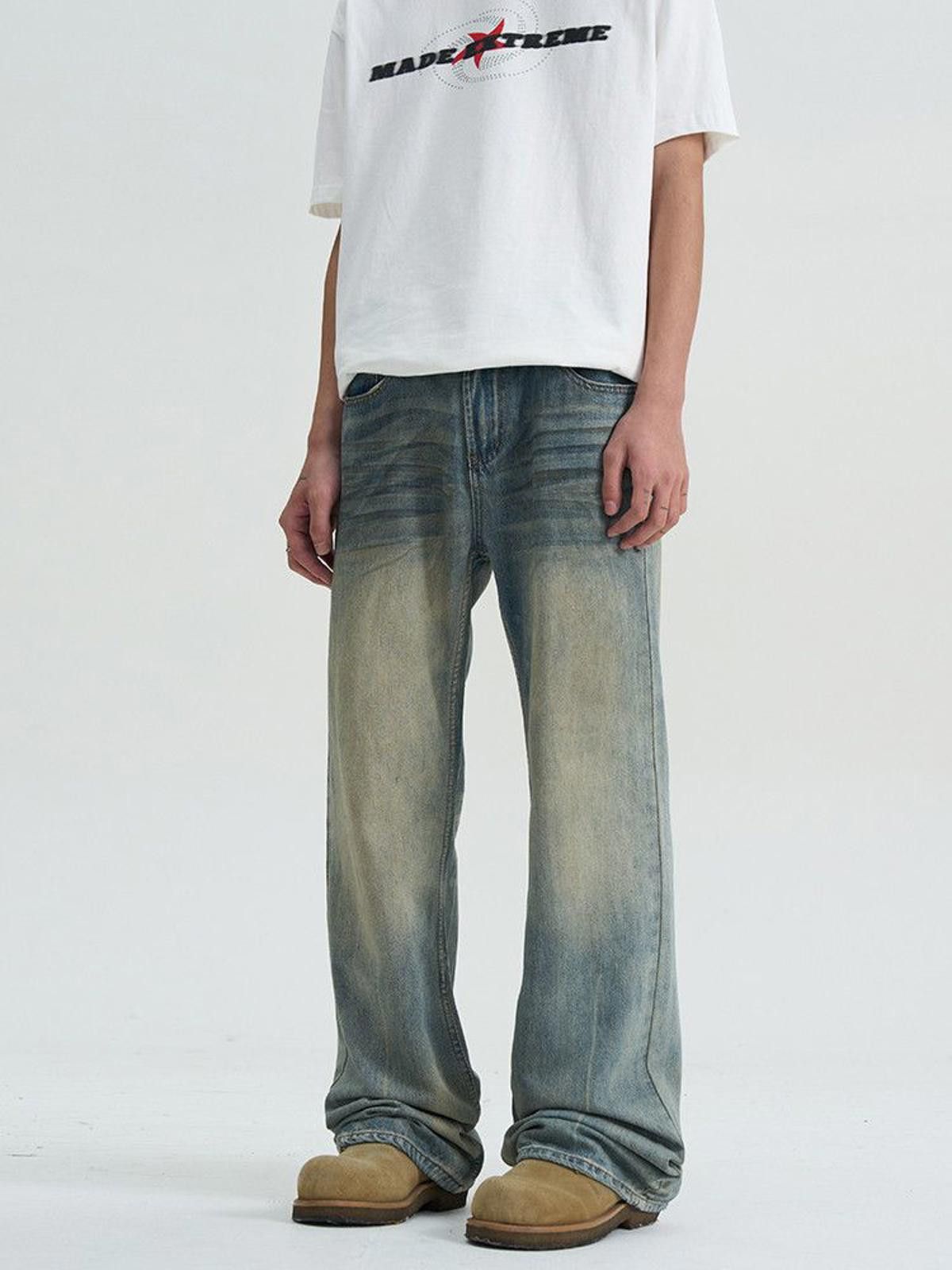 Japanese Brand Blue Washed Wide Leg Denim Jeans Size US 30 / EU 46 - 2 Thumbnail