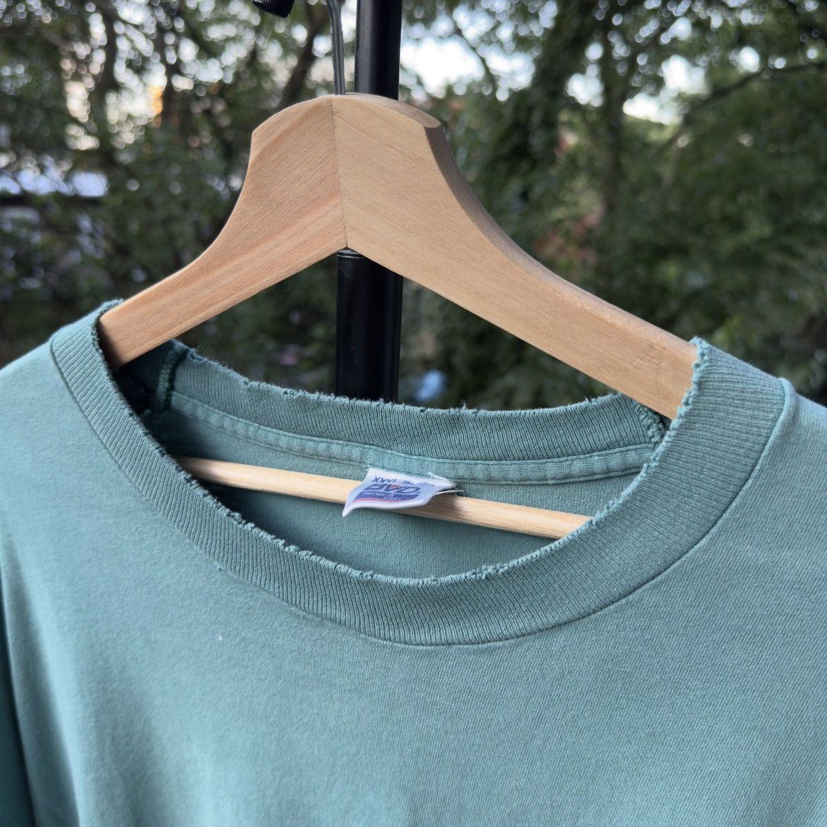 Vintage Thrashed Distressed Faded Teal Single Stitch Tee ERD Grunge Size US XXL / EU 58 / 5 - 4 Thumbnail