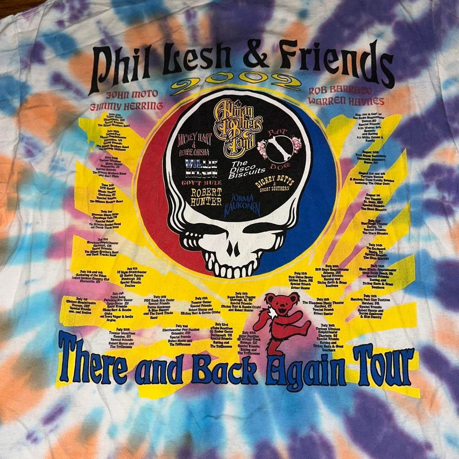 Band Tees × Grateful Dead × Vintage 2002 Grateful Dead Phil Lesh Friends Tour Tie Dye Band Tee L Size US L / EU 52-54 / 3 - 3 Thumbnail