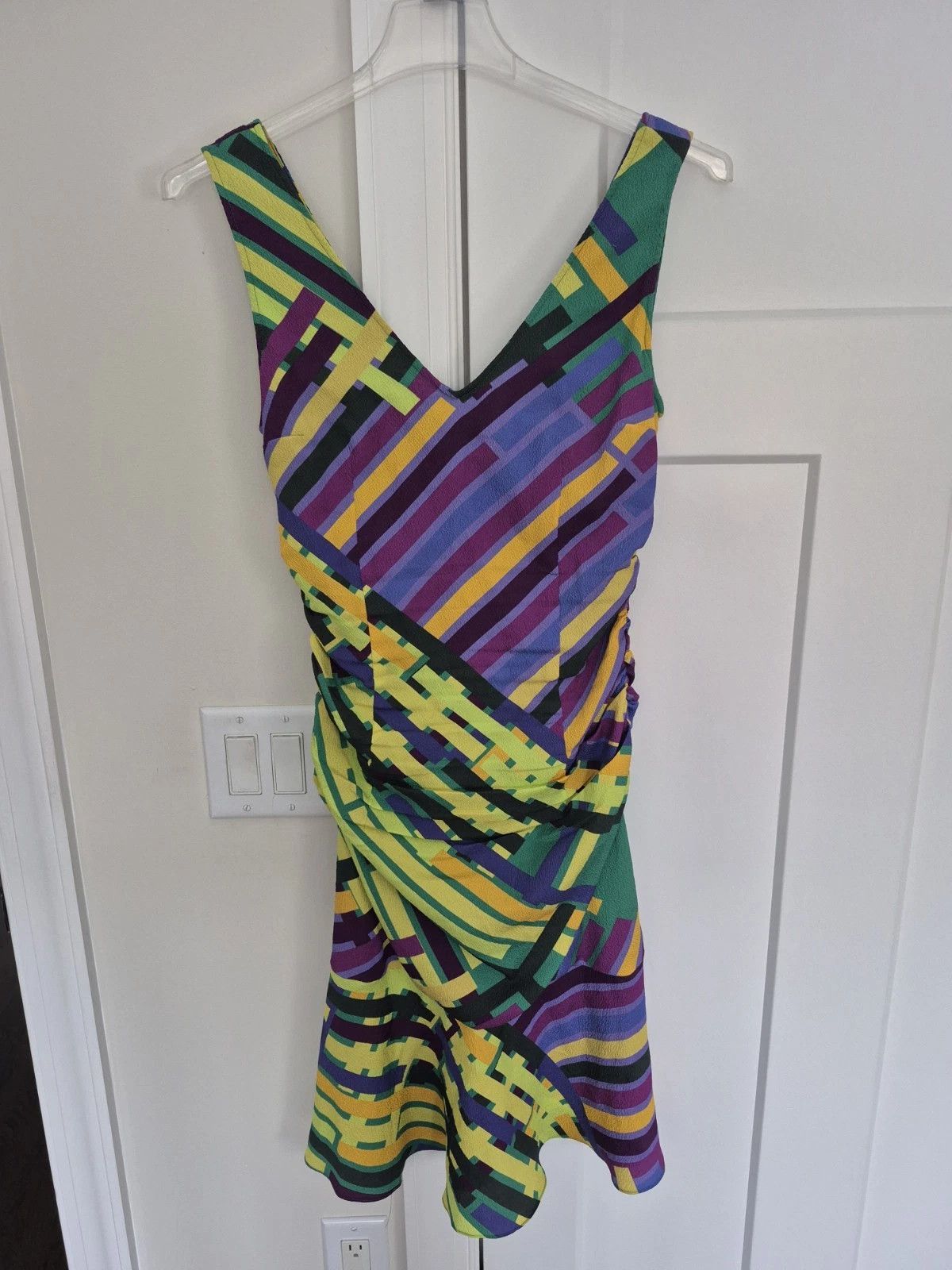 Vacation Tracy Reese Party Dress Silk Bold Multicolor Abstract Ruched Size S / US 4 / IT 40 - 2 Thumbnail