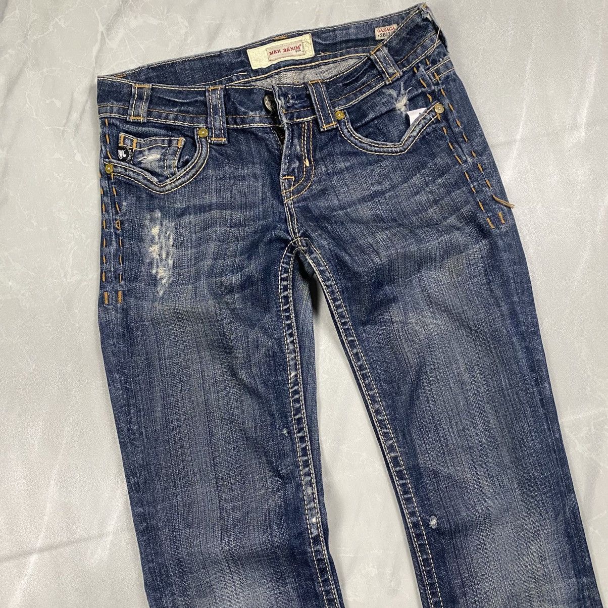 Mek Denim Rare y2k Mek Denim USA Tribal Washed Flare Denim Size 28" / US 6 / IT 42 - 7 Thumbnail