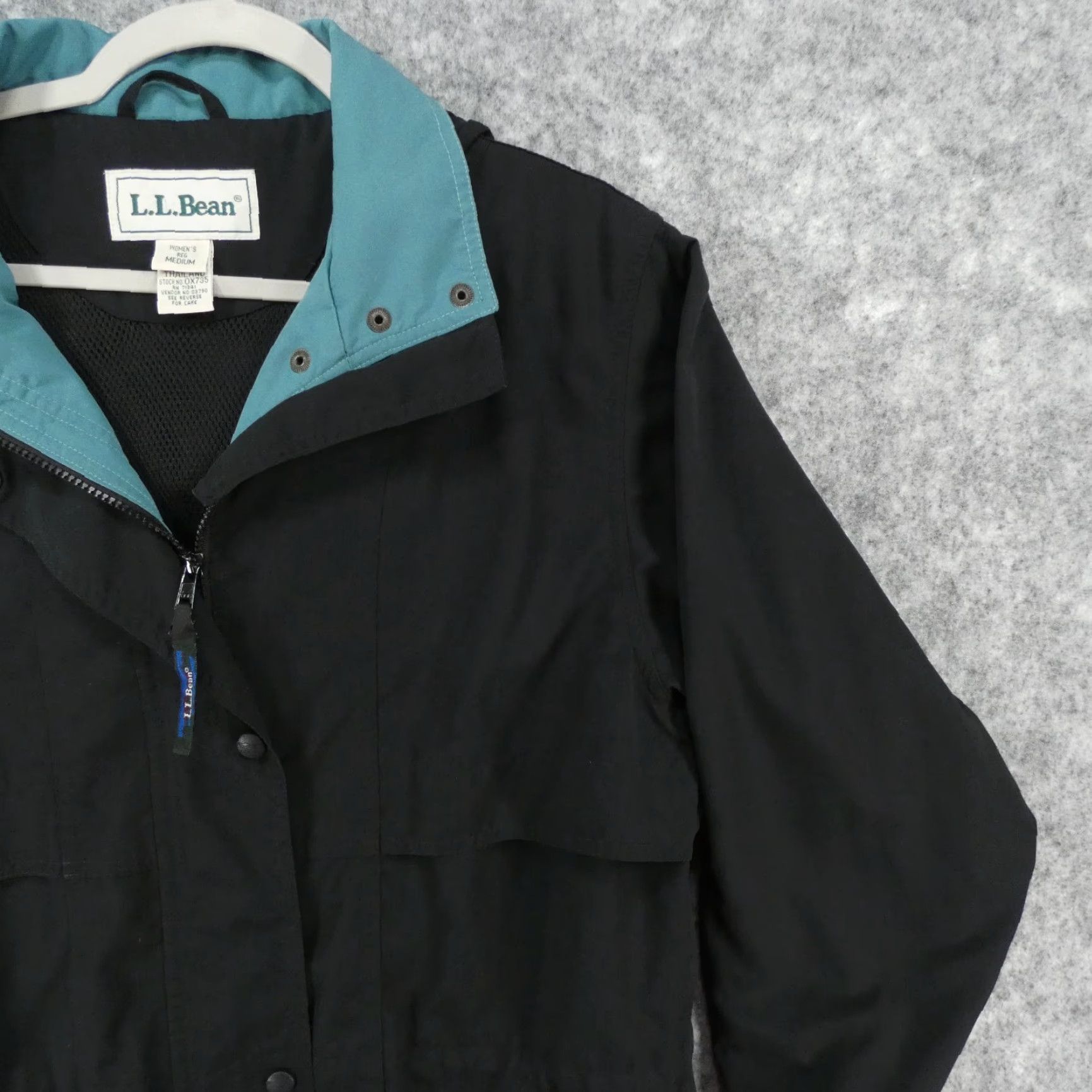 Vintage L.L. Bean Jacket Womens Medium Black Turquoise Hooded Lined Full Zip Size M / US 6-8 / IT 42-44 - 6 Thumbnail
