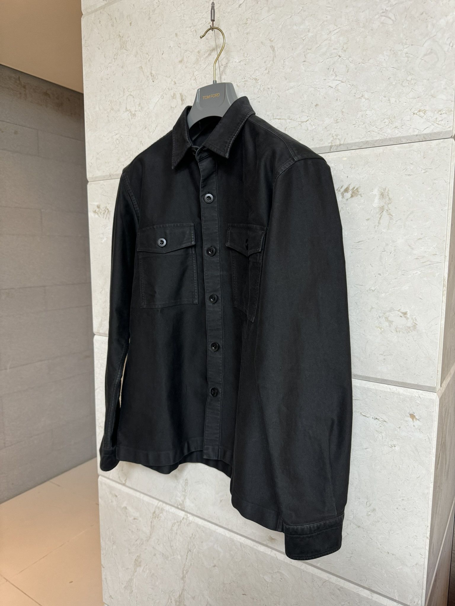 Tom Ford Tom Ford / Cotton Military Shirt Black / 2​ Size US M / EU 48-50 / 2 - 2 Thumbnail