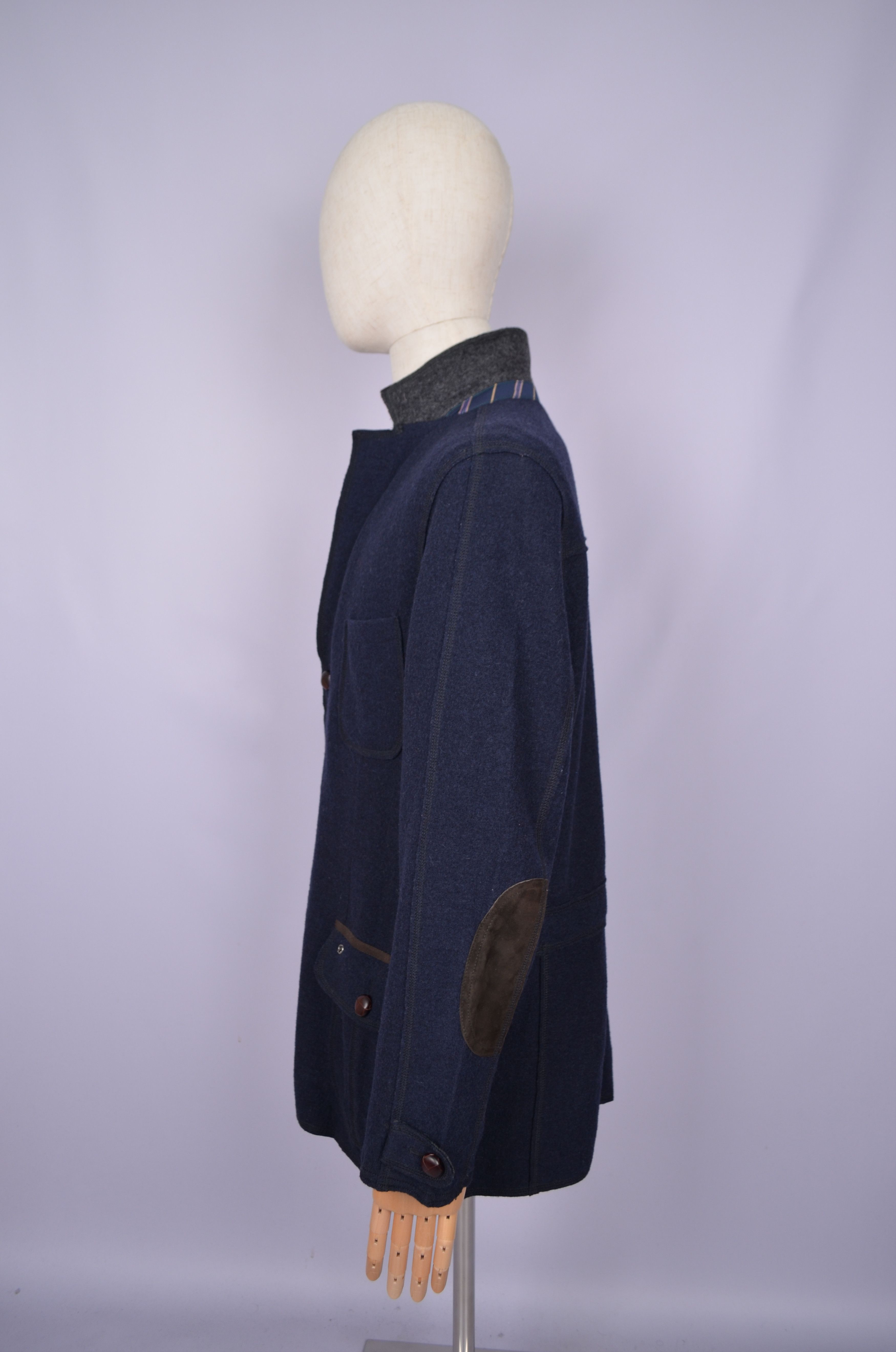 Bogner × Designer Bogner 100% Wool Navy Unlined Knit Blazer Jacket Size US42 Size 42R - 10 Thumbnail