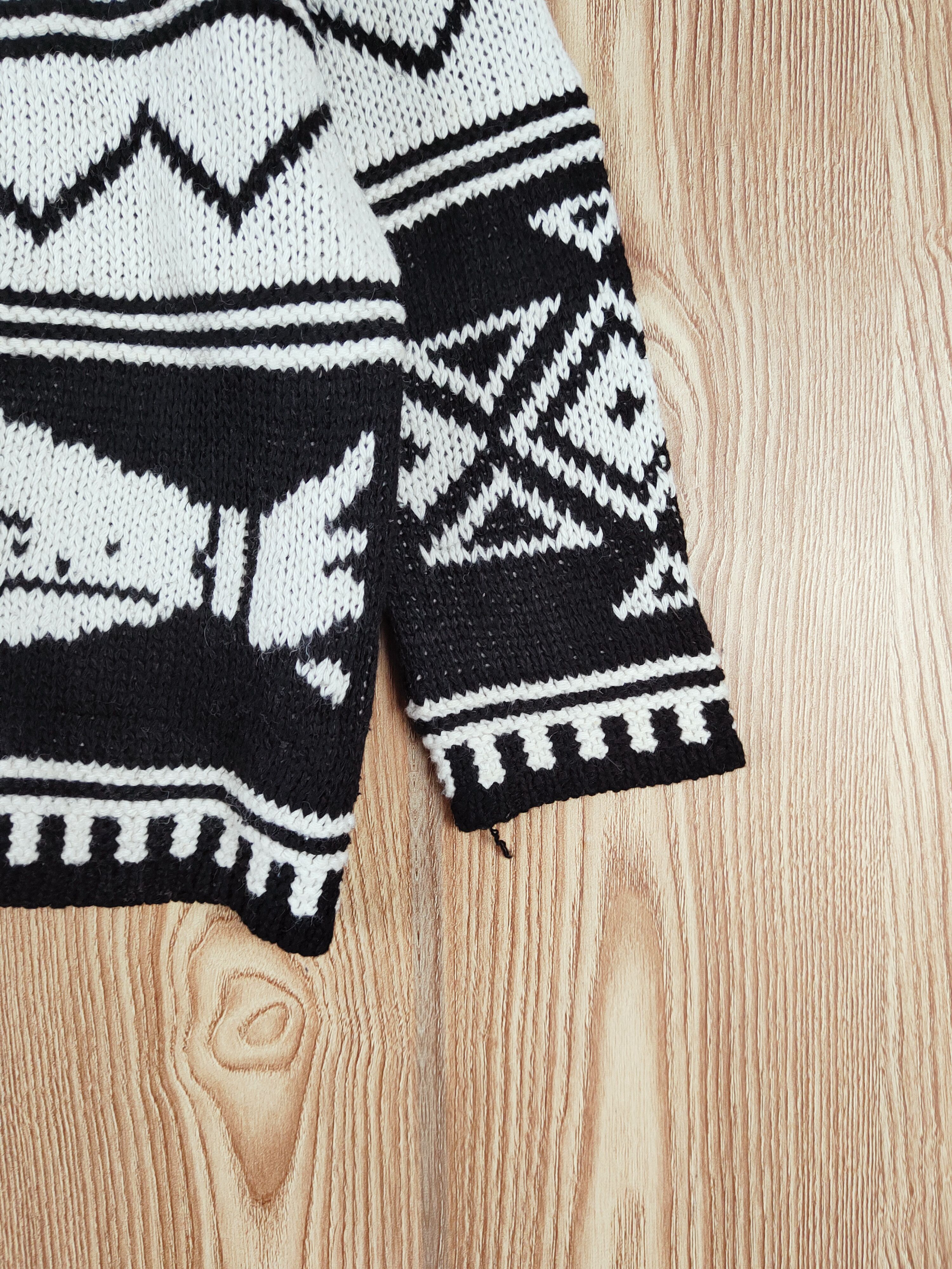 Japanese Brand DL GRL Black White motive art Knitwear Cardigan #W735 Size M / US 6-8 / IT 42-44 - 6 Thumbnail