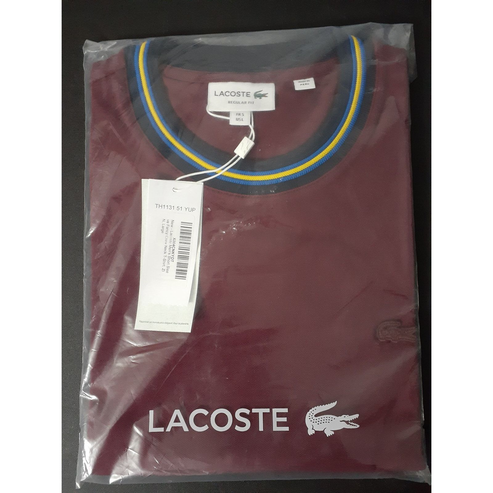 Lacoste Lacoste Men's Short Sleeve Fancy Crew Neck T-Shirt Zin Red L Size US L / EU 52-54 / 3 - 2 Thumbnail
