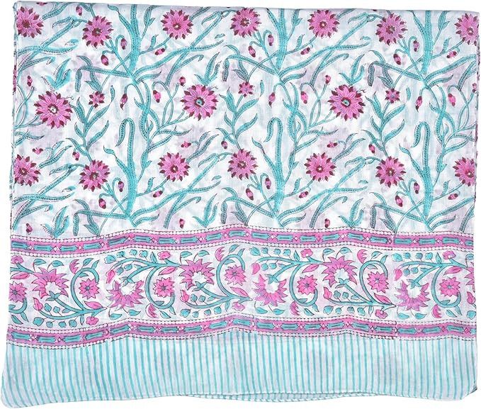 Handmade Cotton Scarf for Women | Handblock Summer Wrap Sarong Size ONE SIZE - 5 Thumbnail