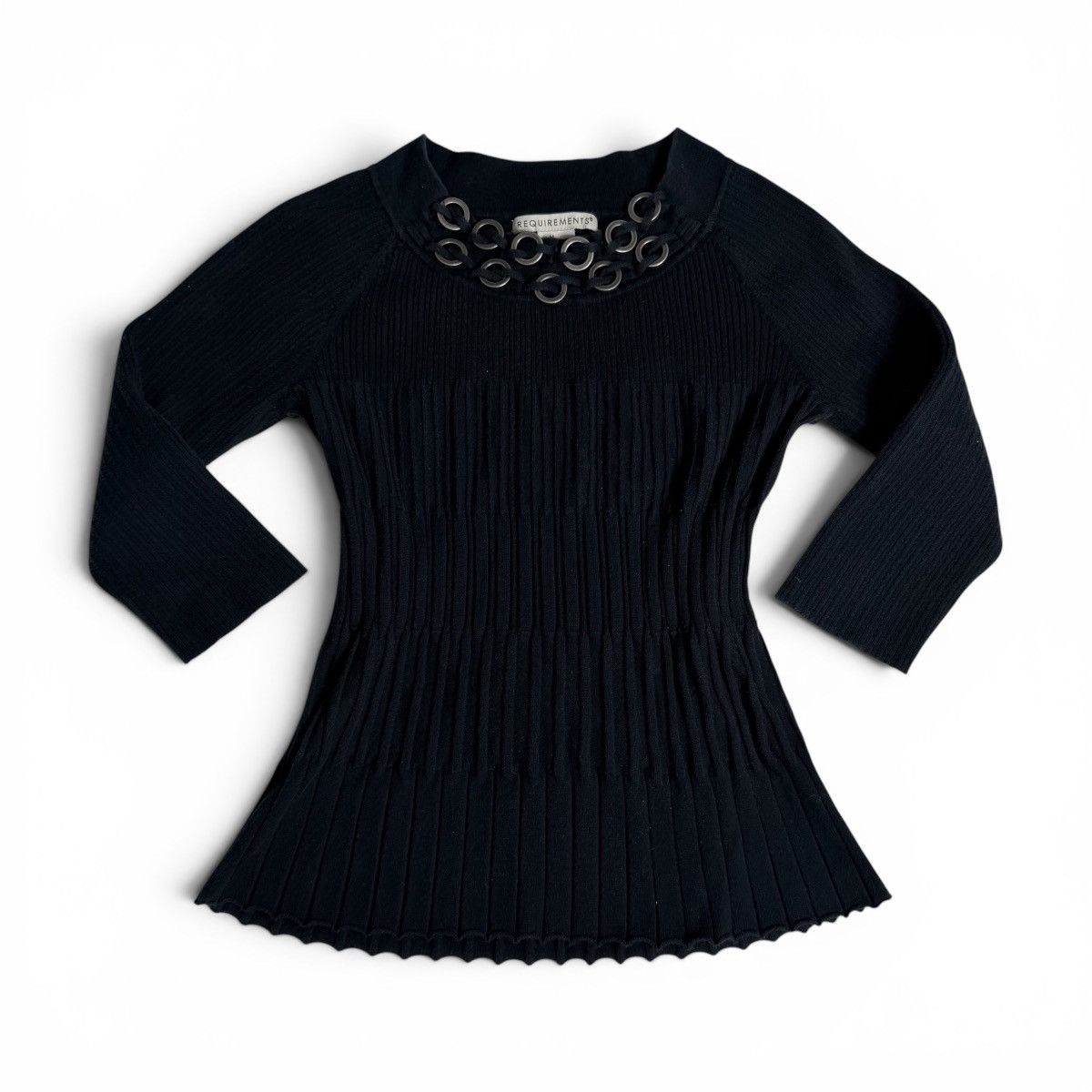 Other Black Ribbed Grommet Studded Scoop Neck 3/4 Sleeve Sweater Size M / US 6-8 / IT 42-44 - 1 Thumbnail