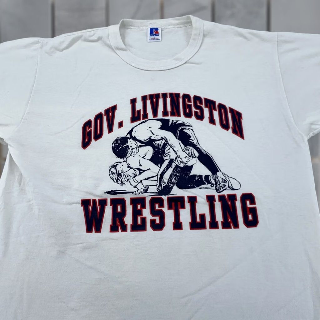 Russell Athletic VINTAGE Gov Livingston Wrestling Shirt Mens Large Russell Athletic 90s USA Tee Size US L / EU 52-54 / 3 - 1 Thumbnail