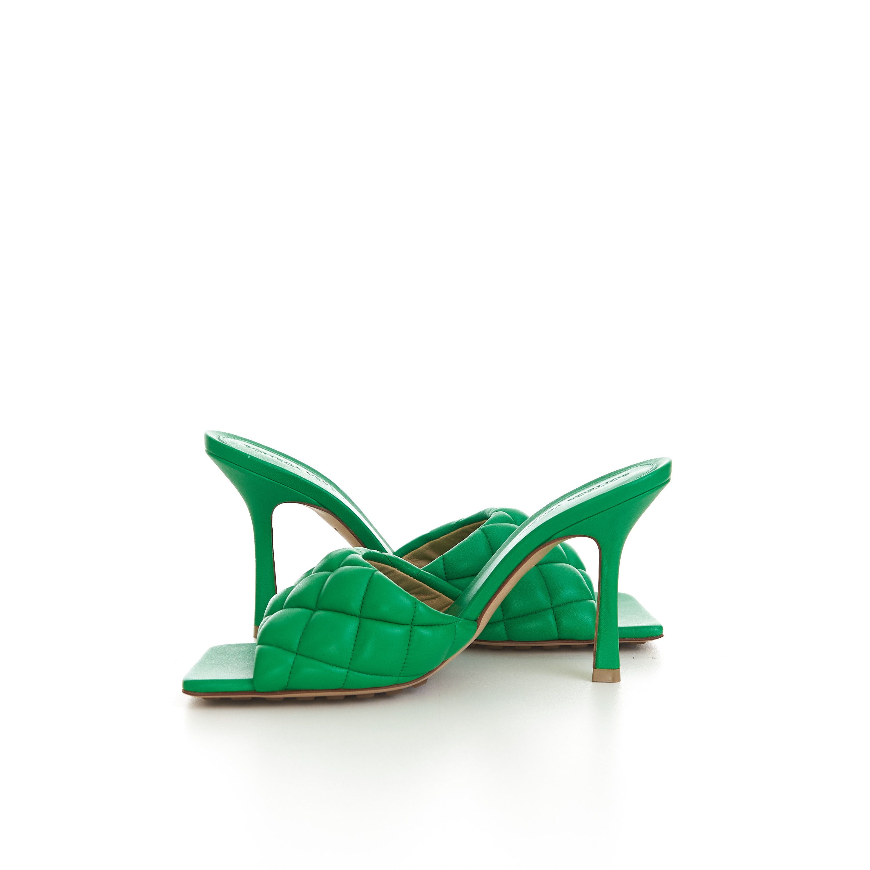 Bottega Veneta Padded Mules In Parakeet Green Quilted Leather Size US 5.5 / IT 35.5 - 10 Thumbnail