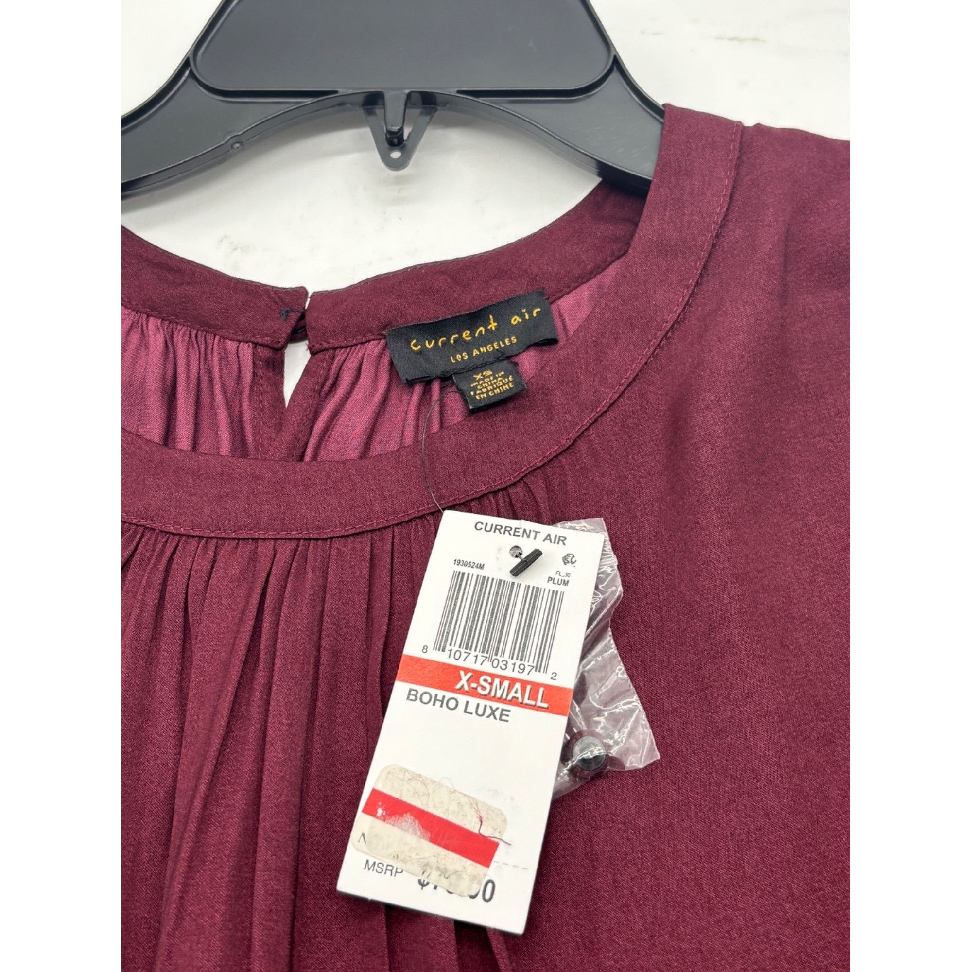 Current Air Current Air Shirred Short Sleeve Blouse, Plum, XS Size XS / US 0-2 / IT 36-38 - 5 Thumbnail