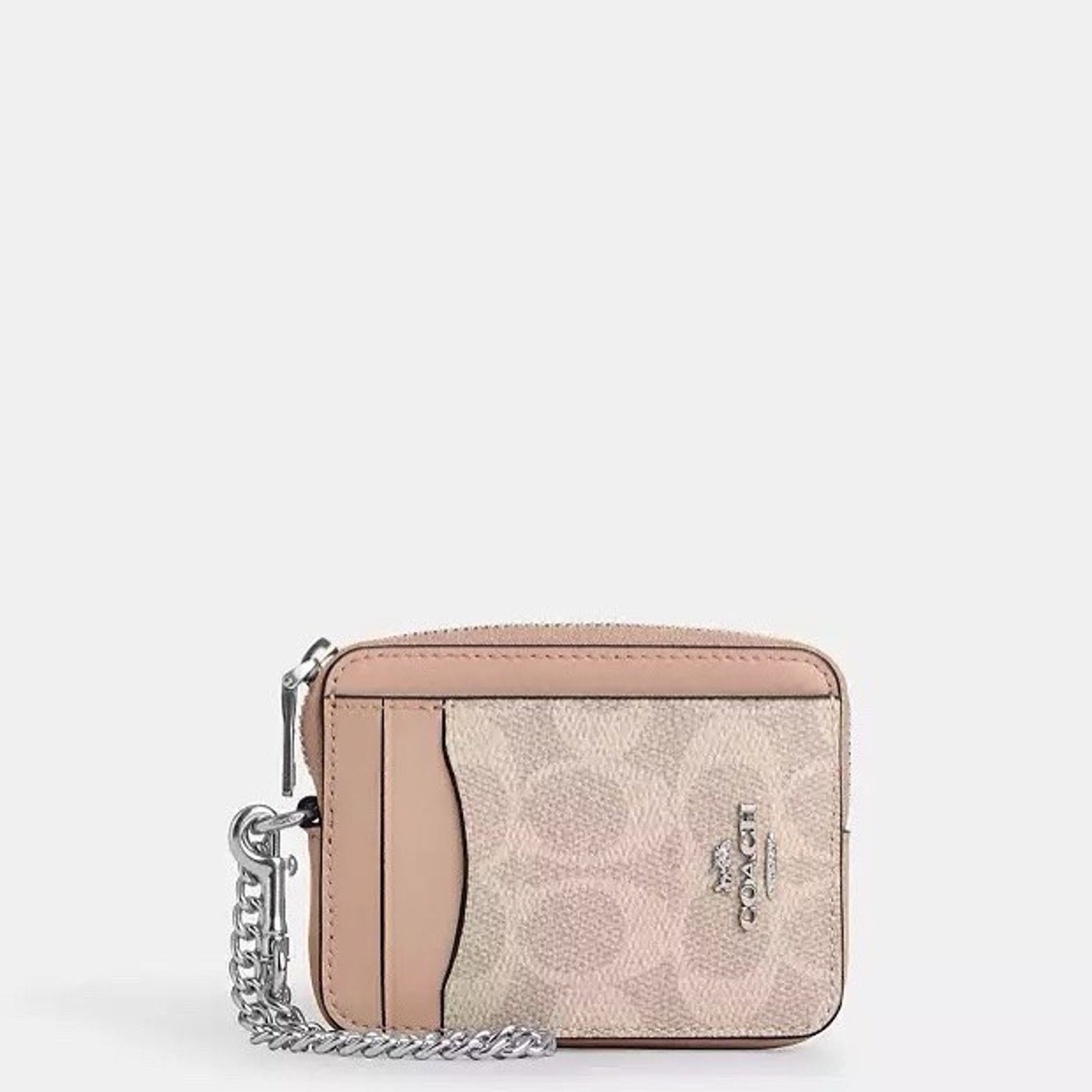 Coach NWT Coach CW883 Zip Card Case Silver/Sand/Taupe Size ONE SIZE - 2 Thumbnail