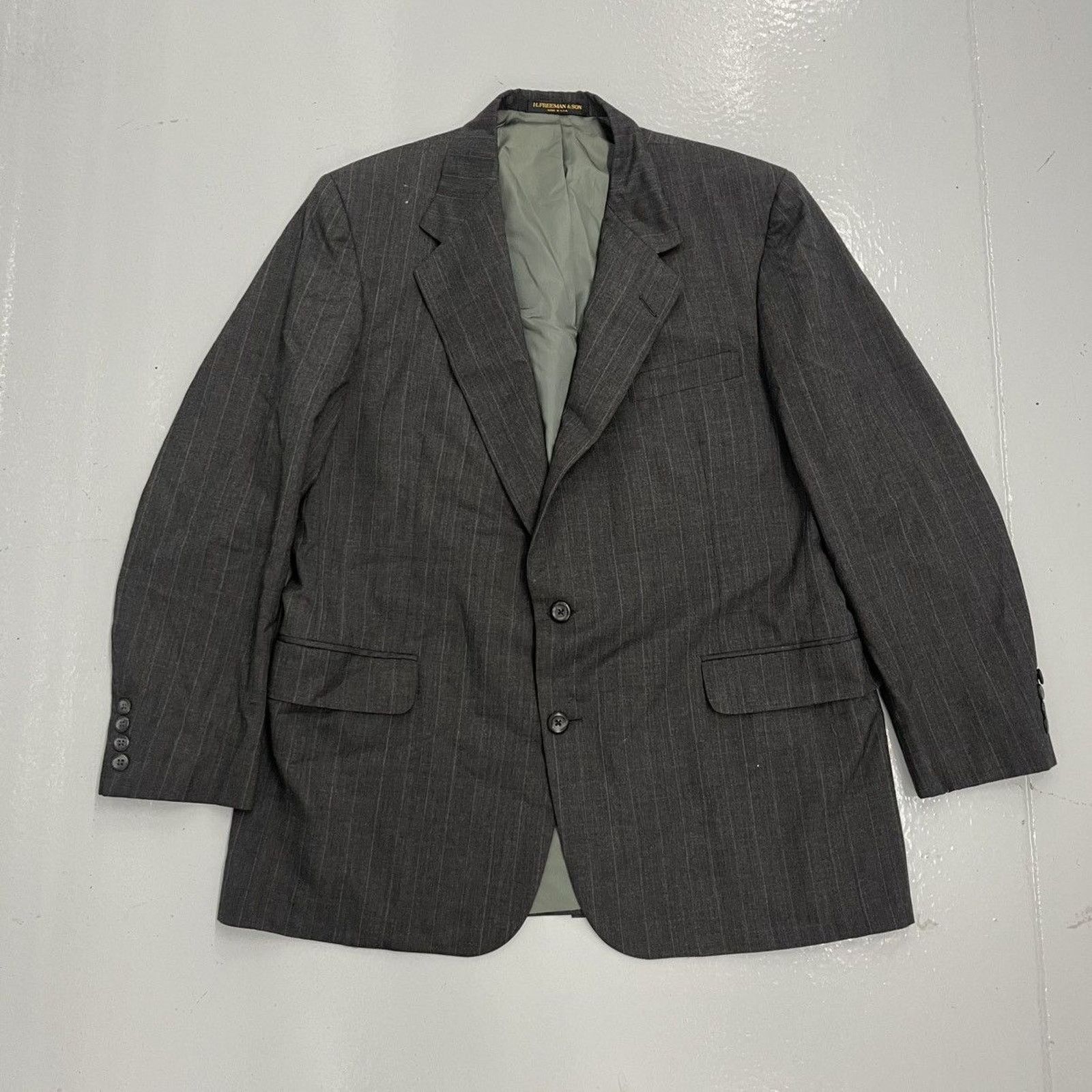 Other Vintage 60s Regal Grey Striped Wool 2-Piece Suit Size 44R - 2 Thumbnail
