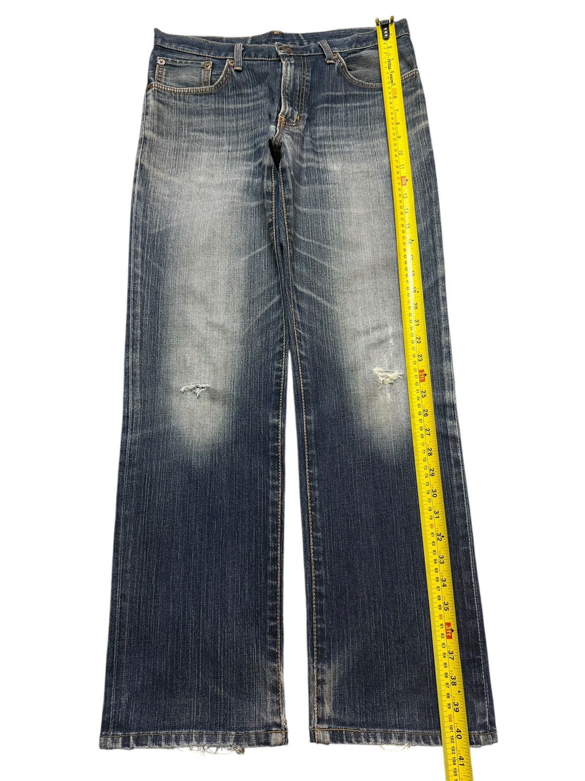 Vintage 90s Japan Edwin 503 Blue Faded Distress Straight Leg