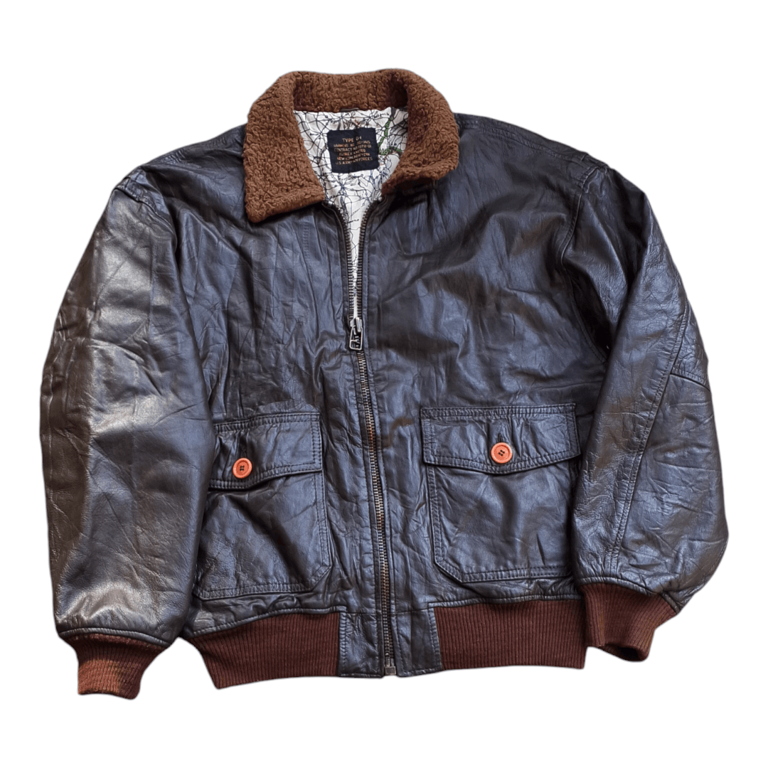 Leather Jacket × Streetwear × Vintage Zara vintage brown