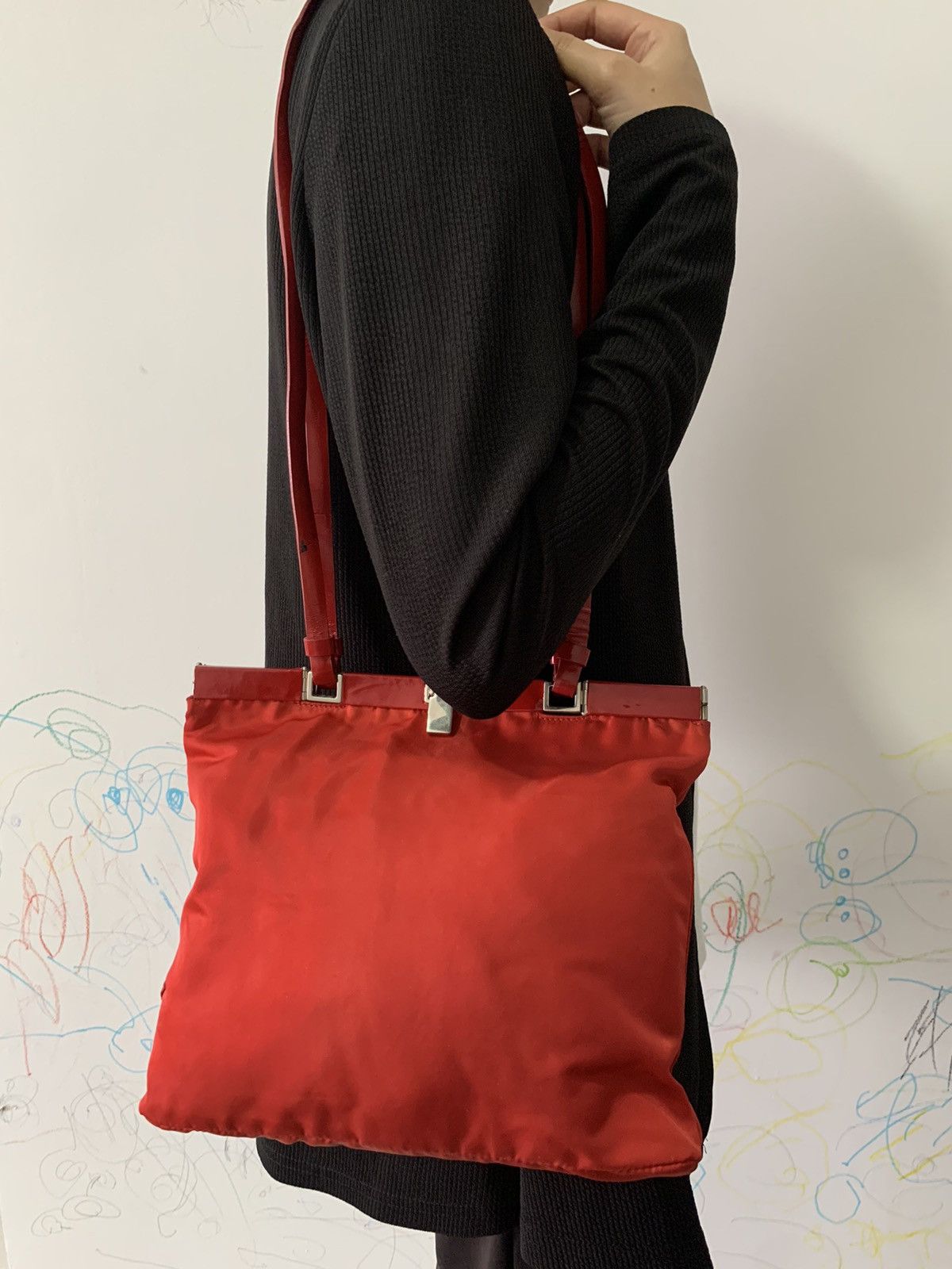 Prada Super Red Small Metal Tote Bag, Women's