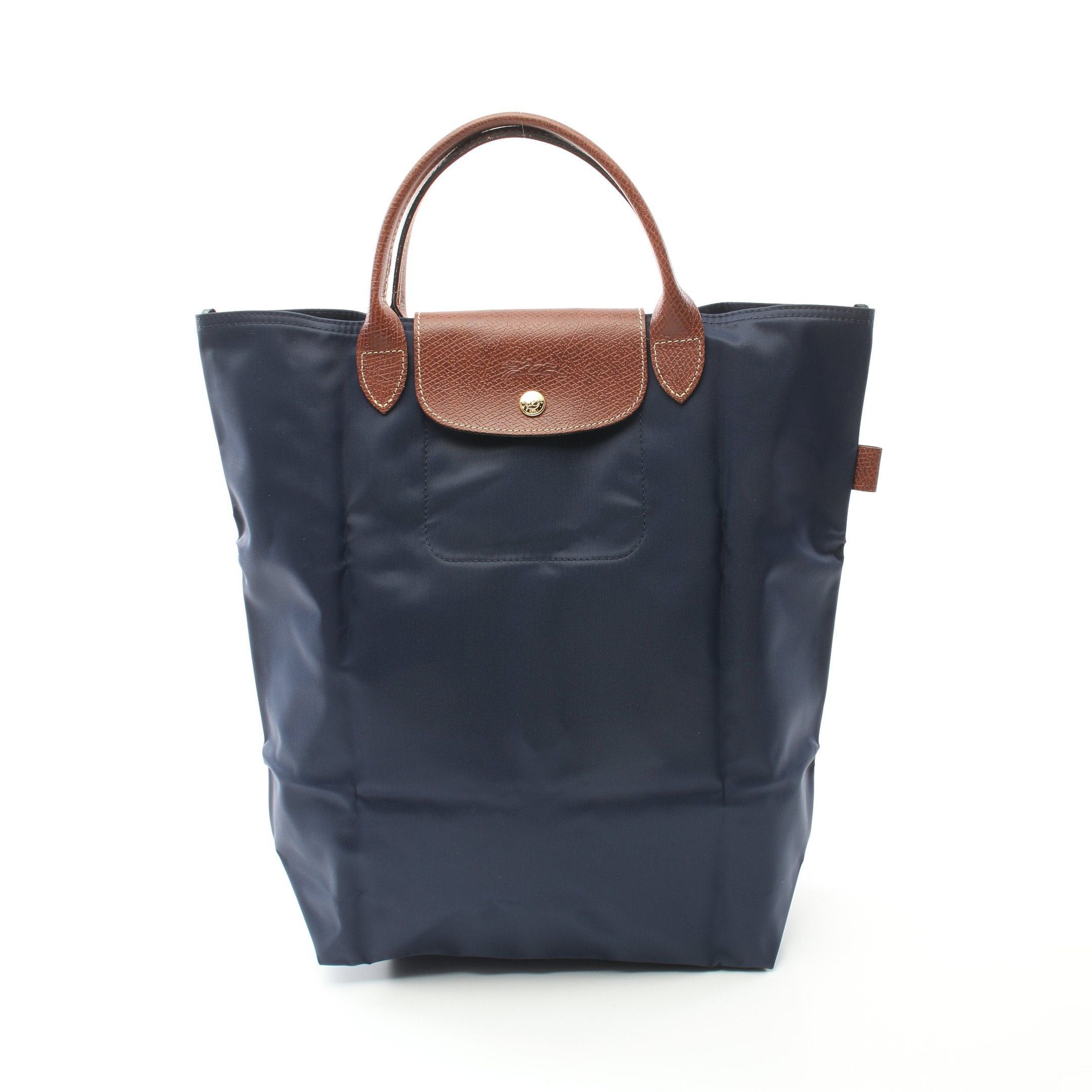 Longchamp Longchamp Le Preage Original M Shopping Bag Handbag Tote Nylon Leather Navy Brown Size ONE SIZE - 1 Thumbnail