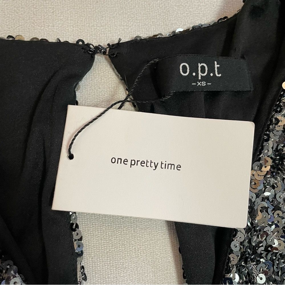 Other NWT New O.P.T. Rumi Gunmetal Silver Sequin Mini Dress XS Size XS / US 0-2 / IT 36-38 - 6 Thumbnail