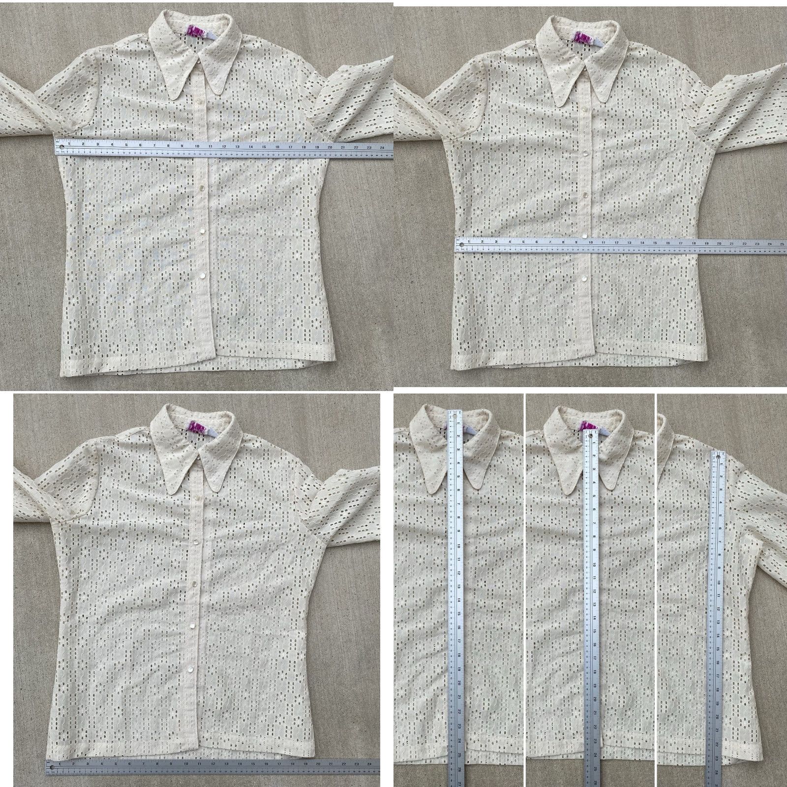 Saks Fifth Avenue VINTAGE Saks Fifth Avenue Eyelet Lace Blouse Mod 14 Shirt 1960s Ivory/Off-White Womens Size XL / US 12-14 / IT 48-50 - 11 Thumbnail