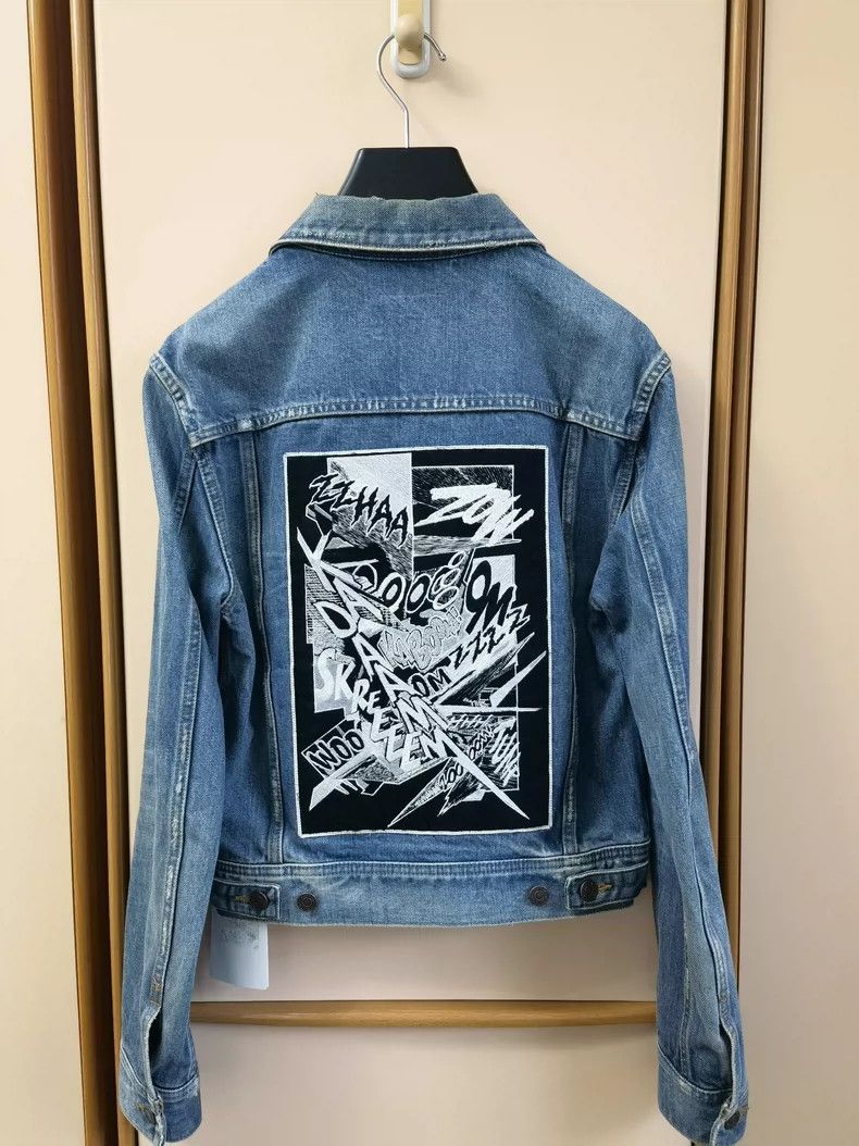 Celine Celine 2019SS Embroidered Pattern Worn Denim Jacket Size US XS / EU 42 / 0 - 2 Thumbnail