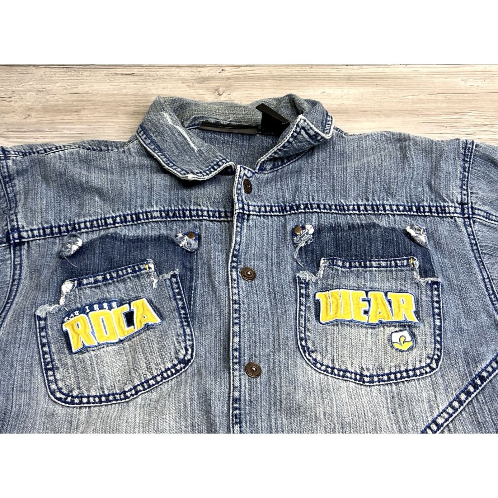 Rocawear Rocawear Denim Jacket Hip Hop Vintage Y2K Embroidered Patches Logo Mid-Length S/M Men Blue Jacket Size US S / EU 44-46 / 1 - 3 Thumbnail