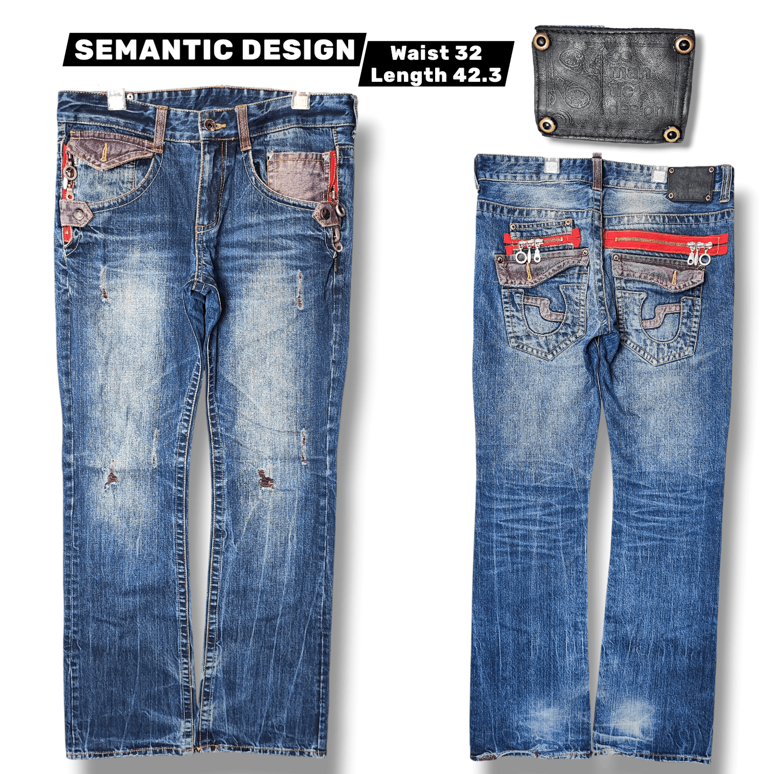 semanticdesign Semantic Design Tri-Zip Distressed Bootcut Flare