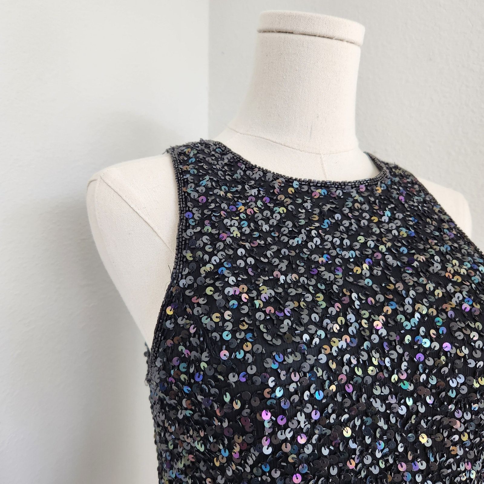 Vintage Vintage Black Iridescant Sequin Silk Embroidered Blouse S Size S / US 4 / IT 40 - 3 Thumbnail