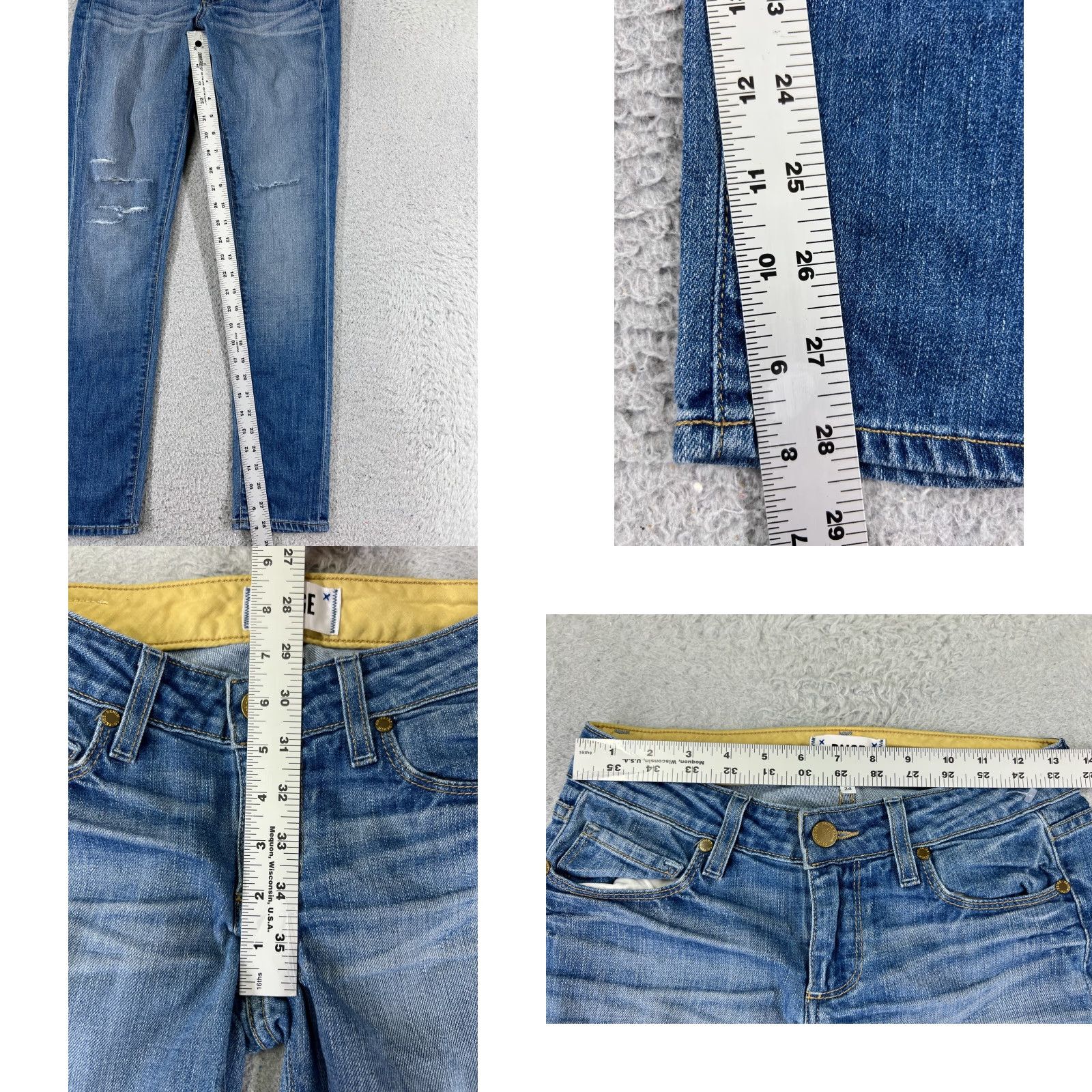Paige Paige Skyline Jeans Womens 24 Denim Blue Low Rise Ankle 28in Slim Cotton 5-Pocket Jeans Modern American Womens Size 42" / US 20 - 8 Thumbnail