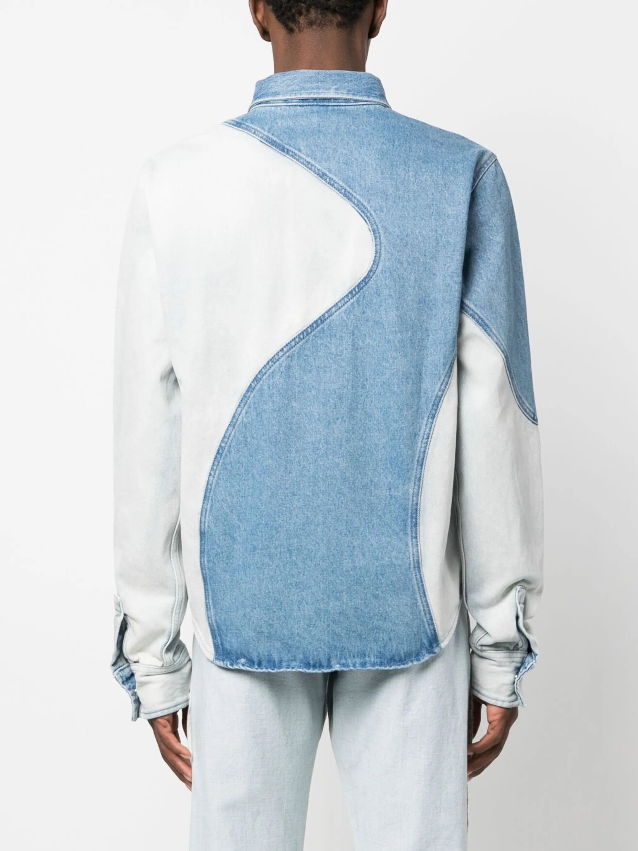 Off-White o1gr1nt0125 Organic Block Denim West Shirt in Medium Blue Size US XXL / EU 58 / 5 - 4 Thumbnail