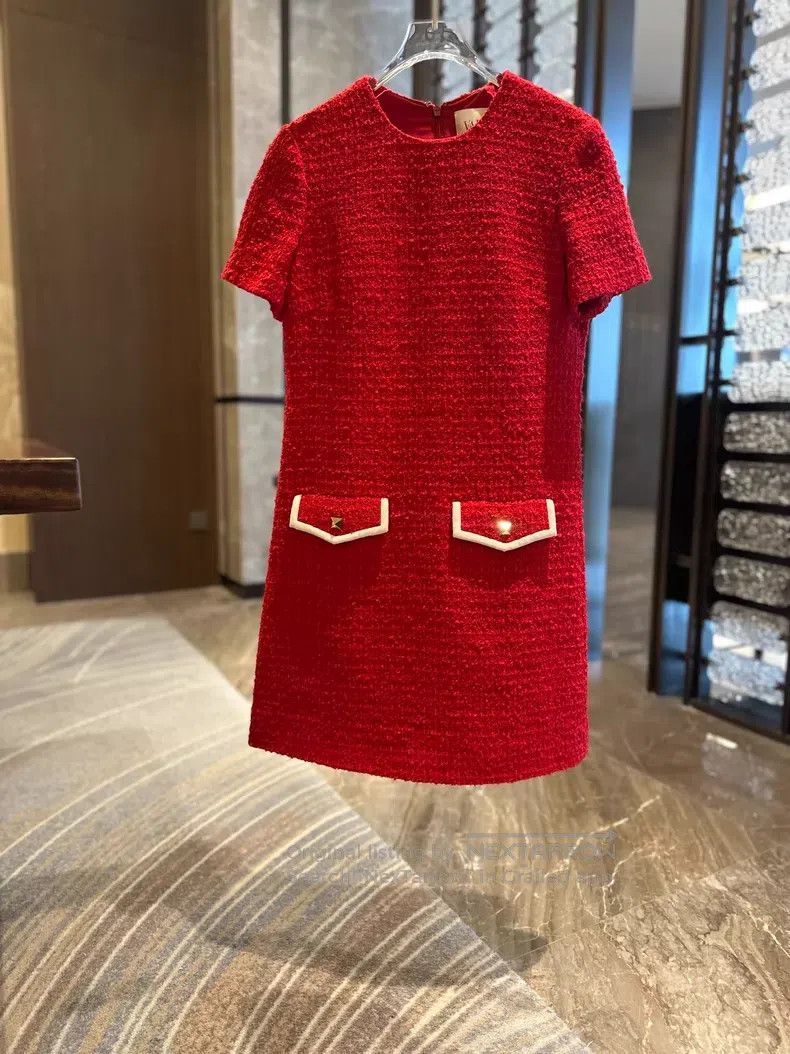 Valentino Valentino Red tweed dress Size S / US 4 / IT 40 - 1 Thumbnail
