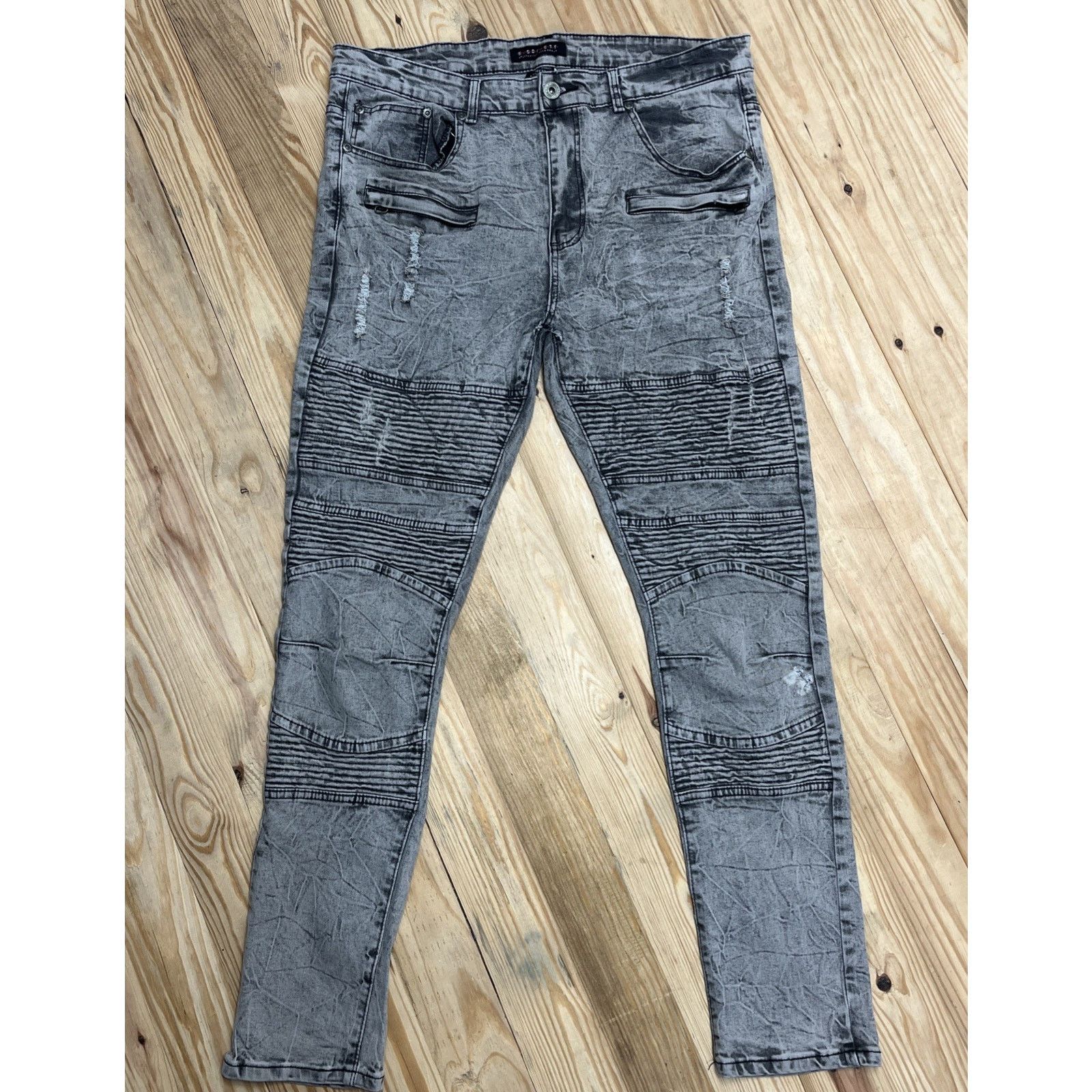 Other M. Society Politically Incorrect Gray Moto Jeans 38x32 Size 38" / US 16 / IT 52 - 1 Thumbnail