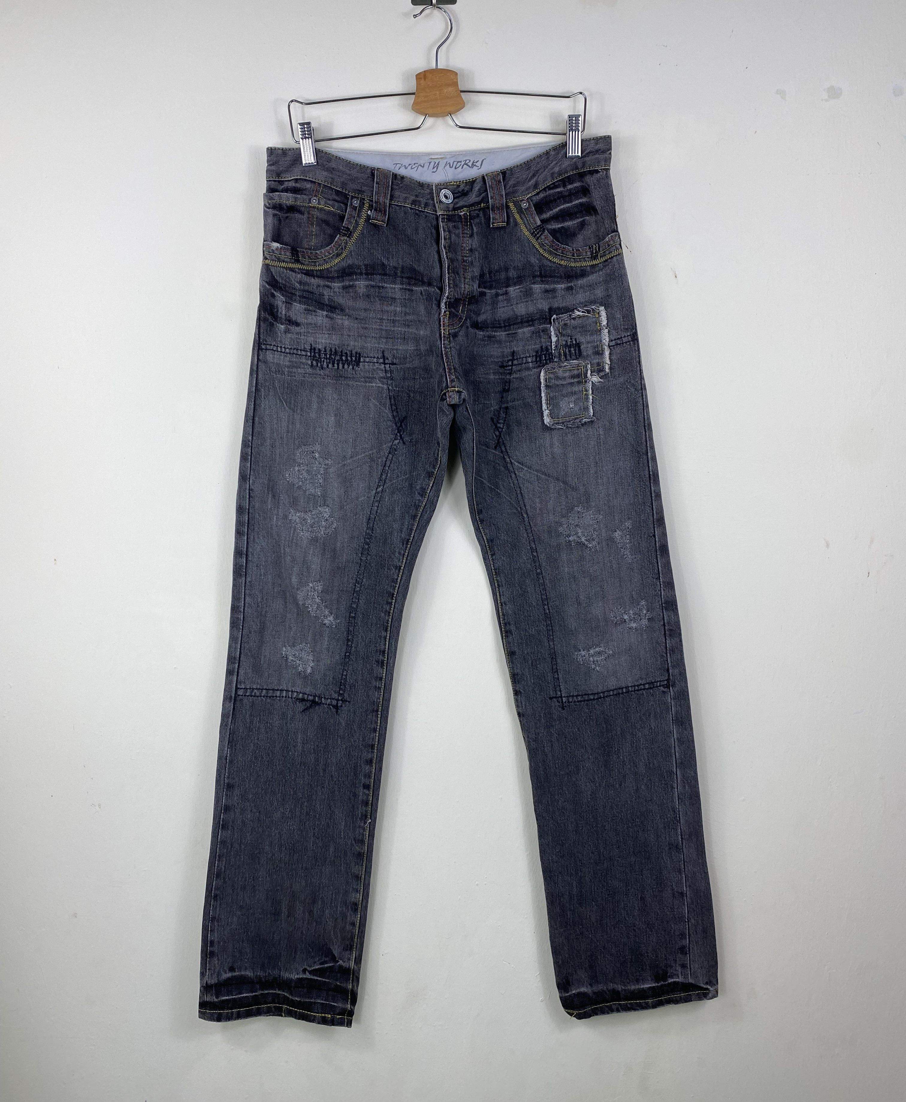 Japanese Brand Japan Twenty Works distressed doubleknee faded black jean Size US 32 / EU 48 - 2 Thumbnail