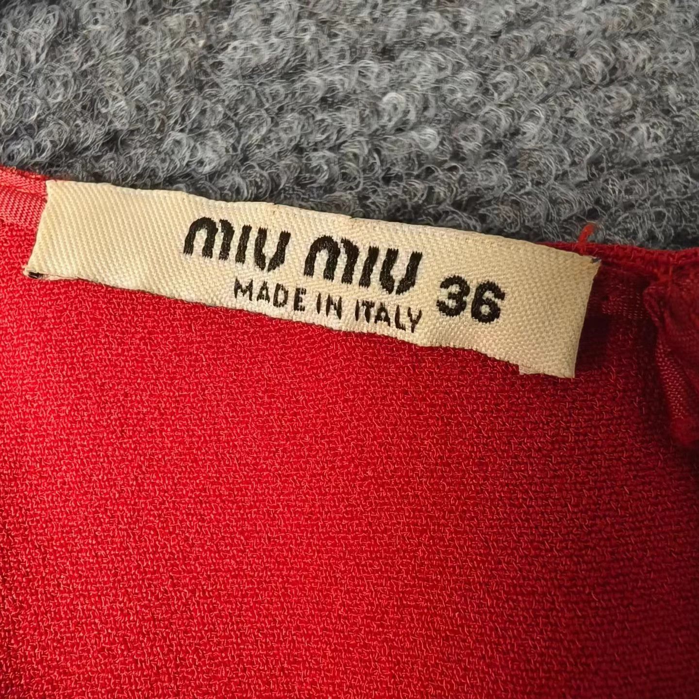Miu Miu MIU MIU Red Pleated Long Women's Dress Size XS / US 0-2 / IT 36-38 - 3 Thumbnail
