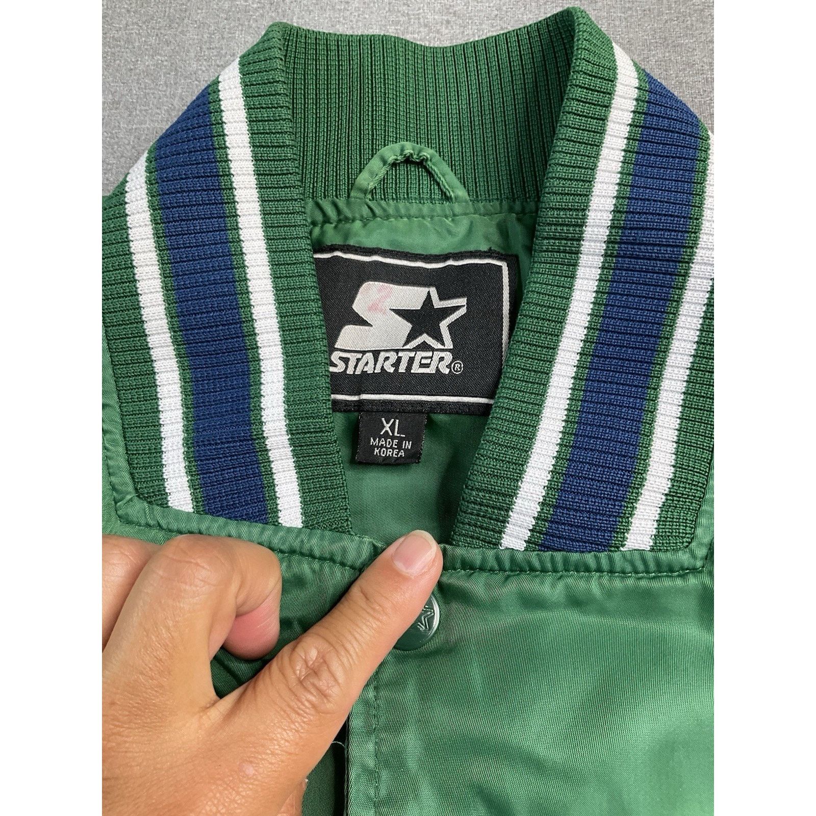 Starter Vintage 90s Starter Satin Varsity Jacket Green XL Size US XL / EU 56 / 4 - 5 Thumbnail