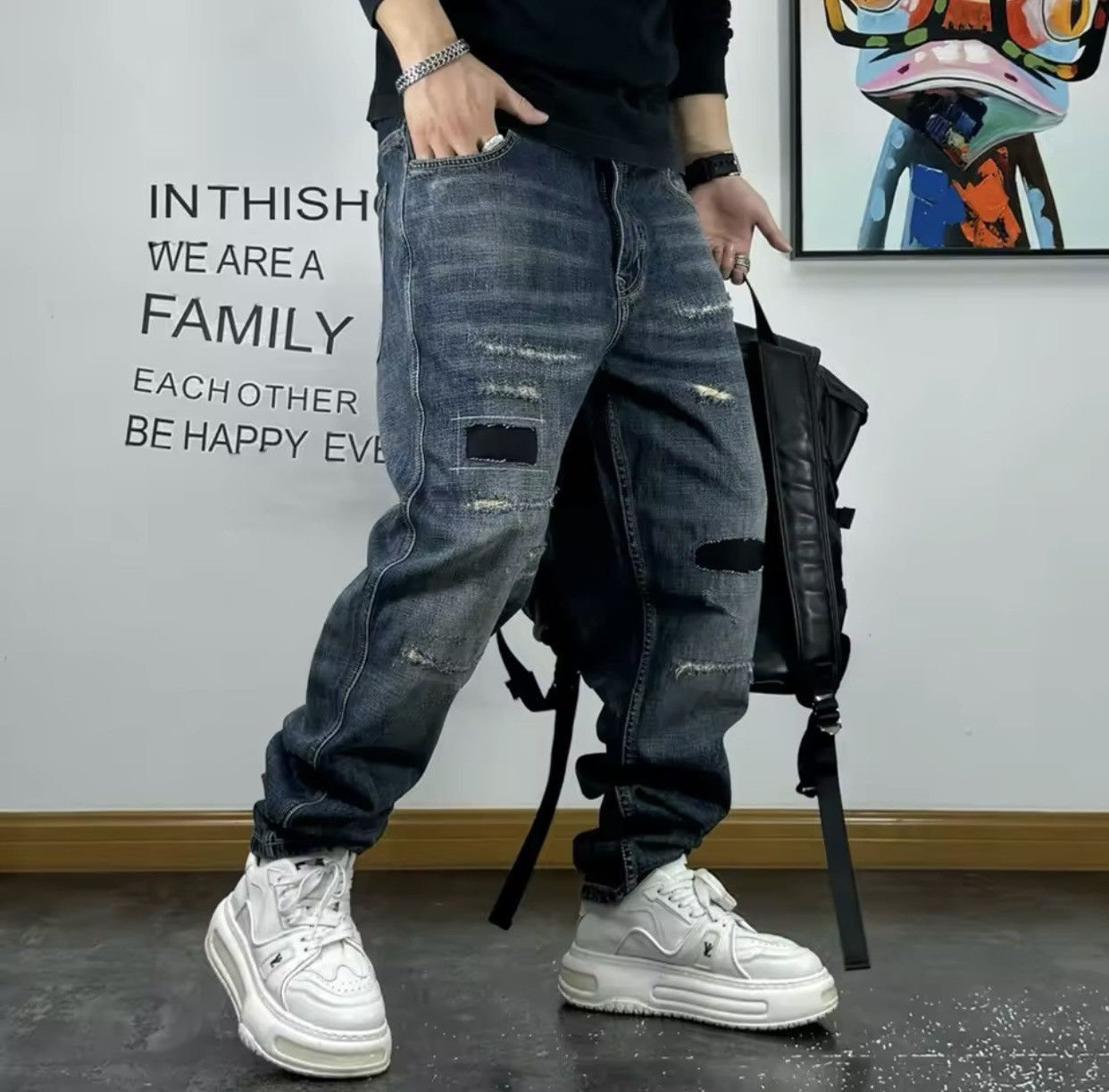 Denime × Vintage American High Quality Patch Ripped Jeans Size US 31 - 5 Thumbnail