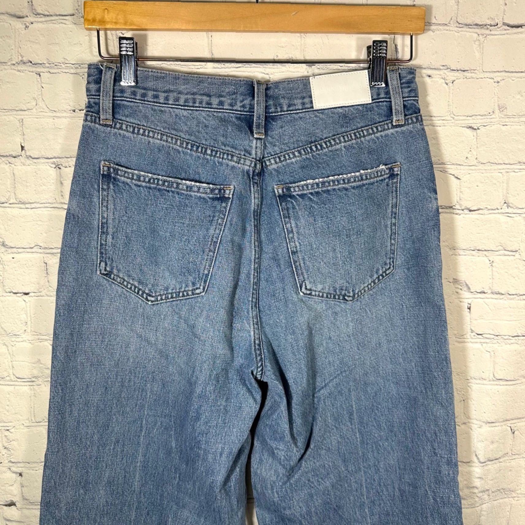 Pistola Pistola High Rise Wide-Leg Jeans Women's 27 Distressed Loretta P00016246KE Denim Blue 90s Grunge Button Zip Pocket 5-Pocket Rise >10.5 In Seamb 25 In Size 27" / US 4 / IT 40 - 7 Thumbnail