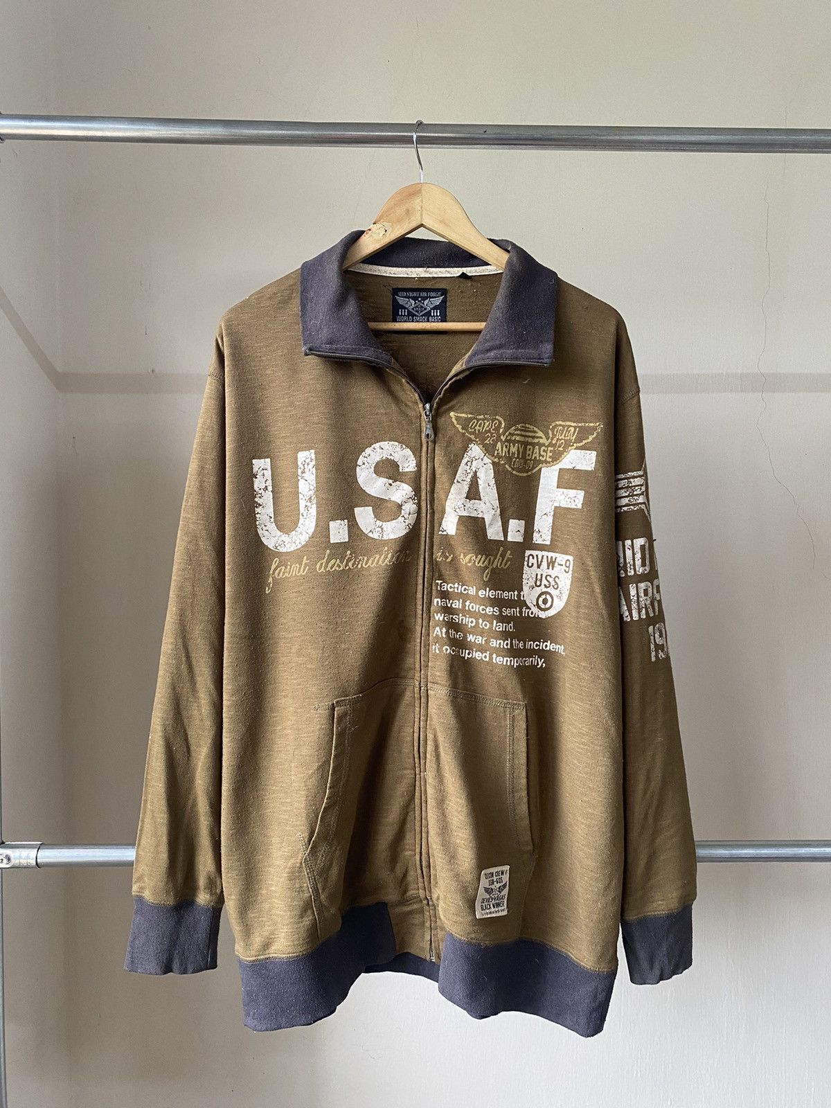 Vintage US AIR FORCE MILITARY 80s 90s ZIPPER SWEATSHIRT Size US XL / EU 56 / 4 - 3 Thumbnail