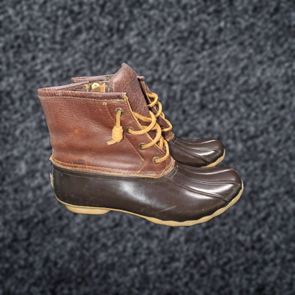 Sperry SPERRY SALTWATER Leather Waterproof Duck Boots Side Zip Lace Up Women's 8 Tan/Brown | Boots, Shoe, Waterproof, Duck Theme, Casual, Women, Size 8 Size US 8 / IT 38 - 1 Thumbnail