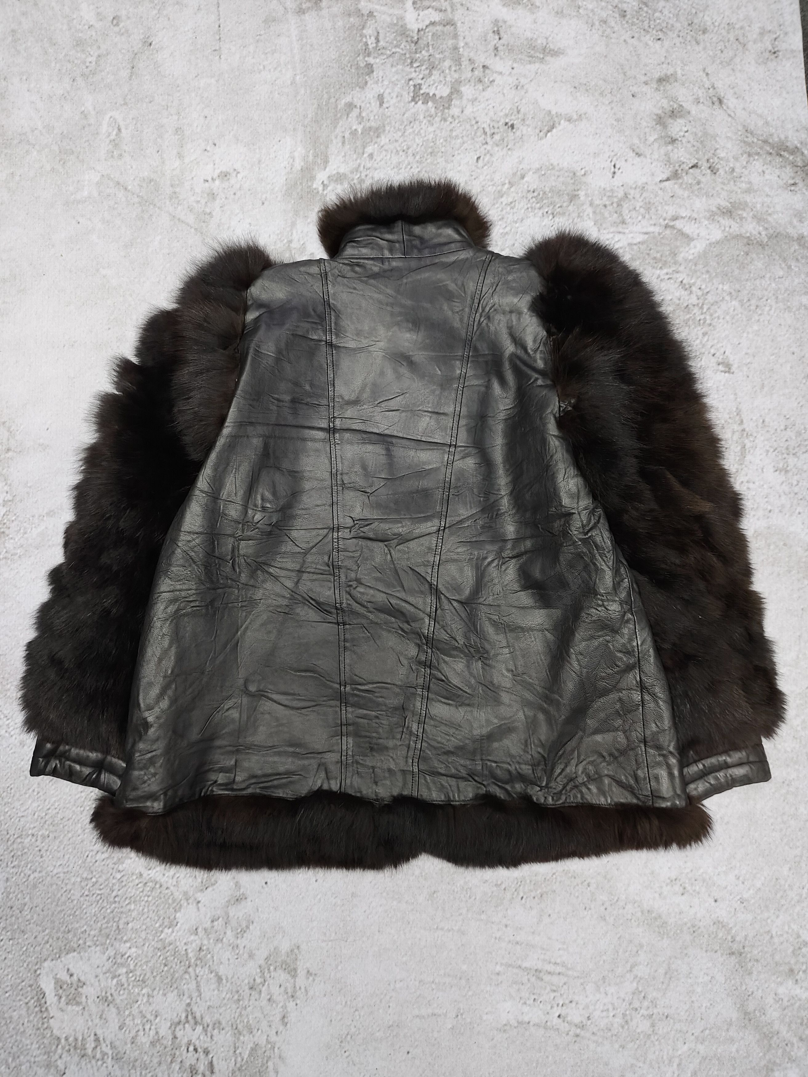 Japanese Brand 90s Unbrand🇯🇵 Real Fur Sleeve Trim Goatskin Leather Jacket Size L / US 10 / IT 46 - 6 Thumbnail