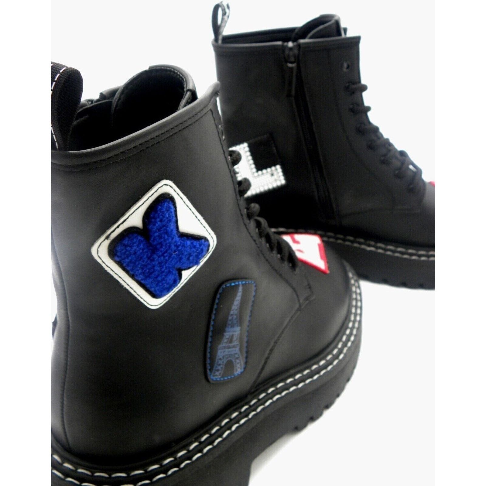 Karl Lagerfeld KARL LAGERFELD PARIS DIXIE LOGO PATCH BLACK COMBAT BOOTS 7.5 Size US 7.5 / IT 37.5 - 4 Thumbnail