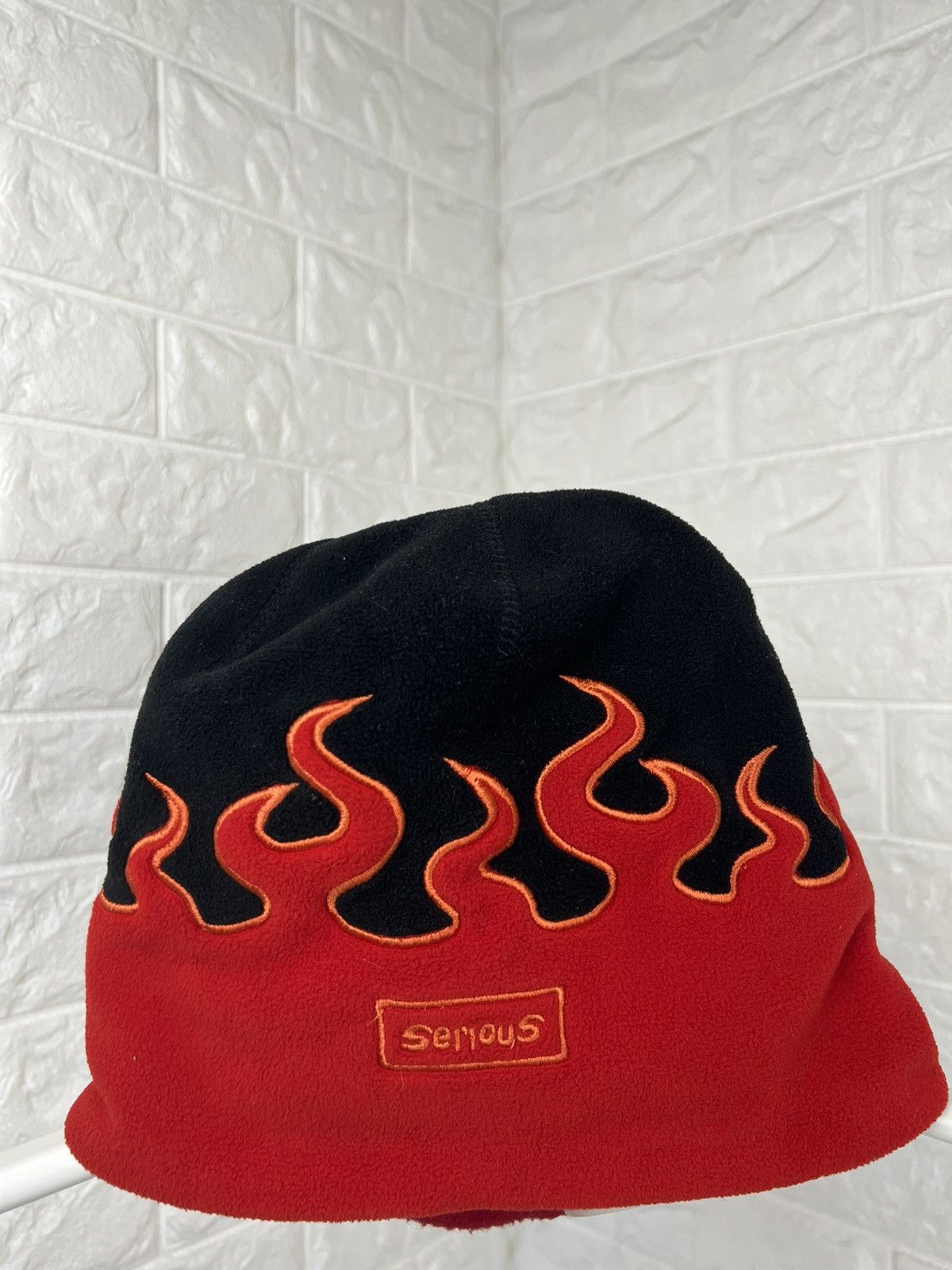 Japanese Brand Fire Flame Red Beanie Hat Size ONE SIZE - 5 Thumbnail
