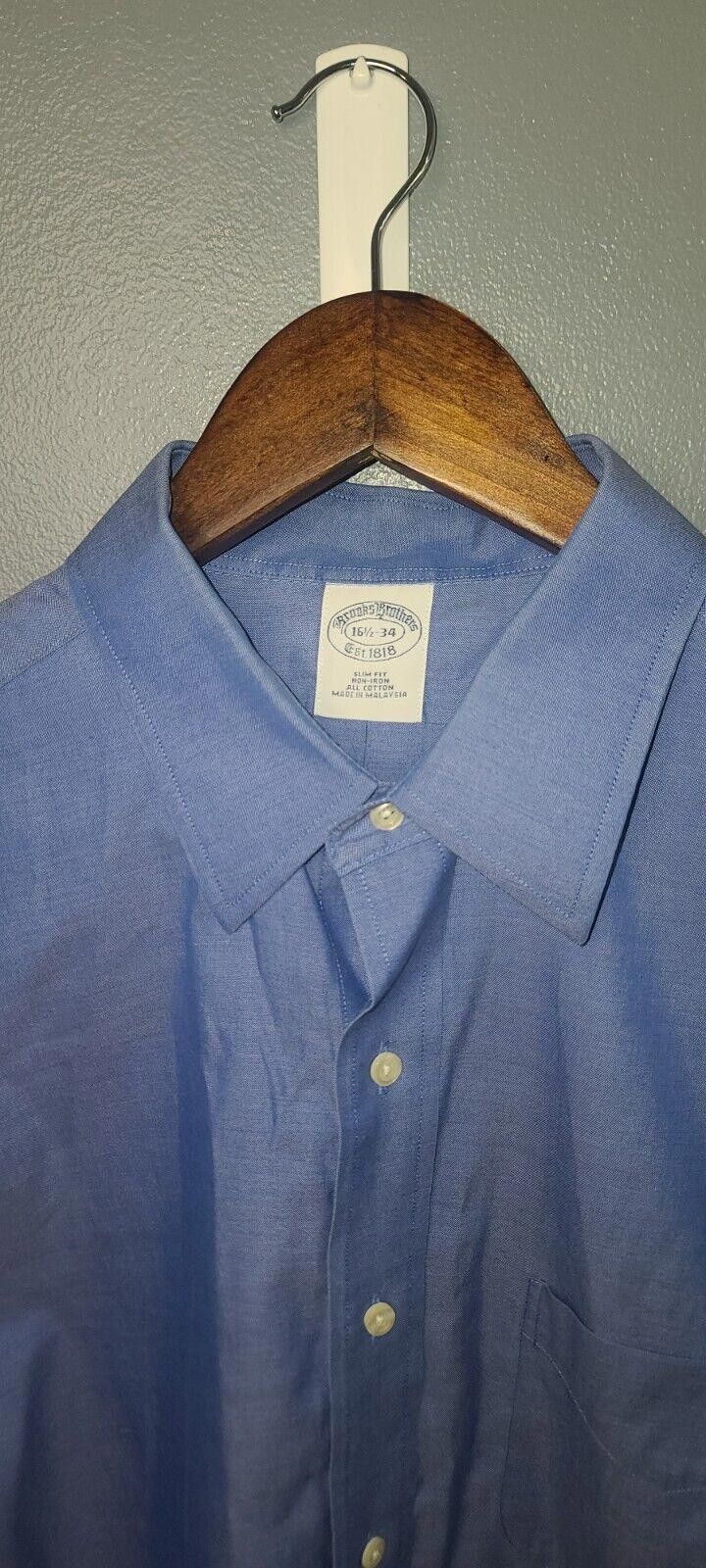 Brooks Brothers Brooks Brothers Blue Dress SLIM FIT Men's Size 16 1/2-34 Size 38R - 3 Thumbnail