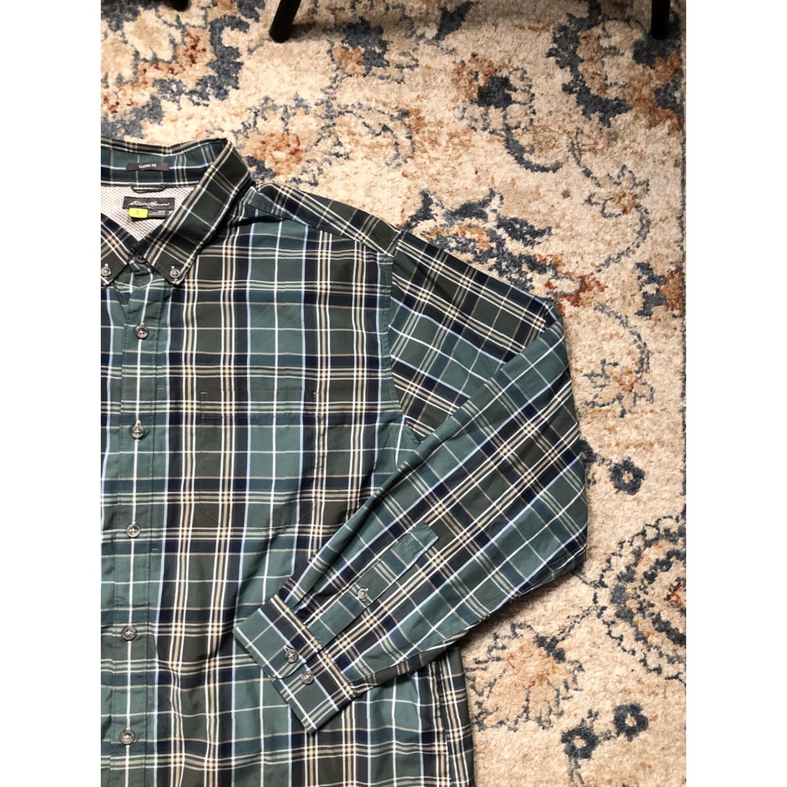 Eddie Bauer Eddie Bauer Shirt Mens 2XL Plaid Button-Down Long Sleeve Classic Fit Green Blue Size US XXL / EU 58 / 5 - 4 Thumbnail