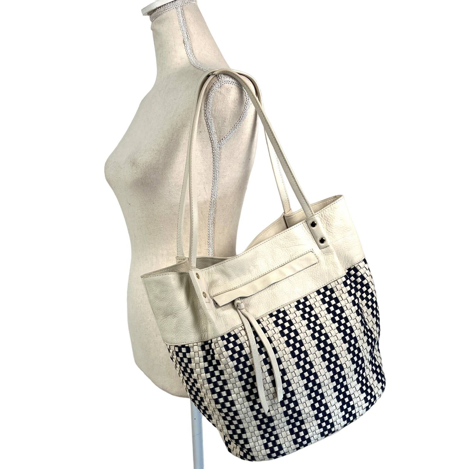 Other Kooba Leather Brown Shoulder Bag Tote White Denim Size ONE SIZE - 1 Thumbnail