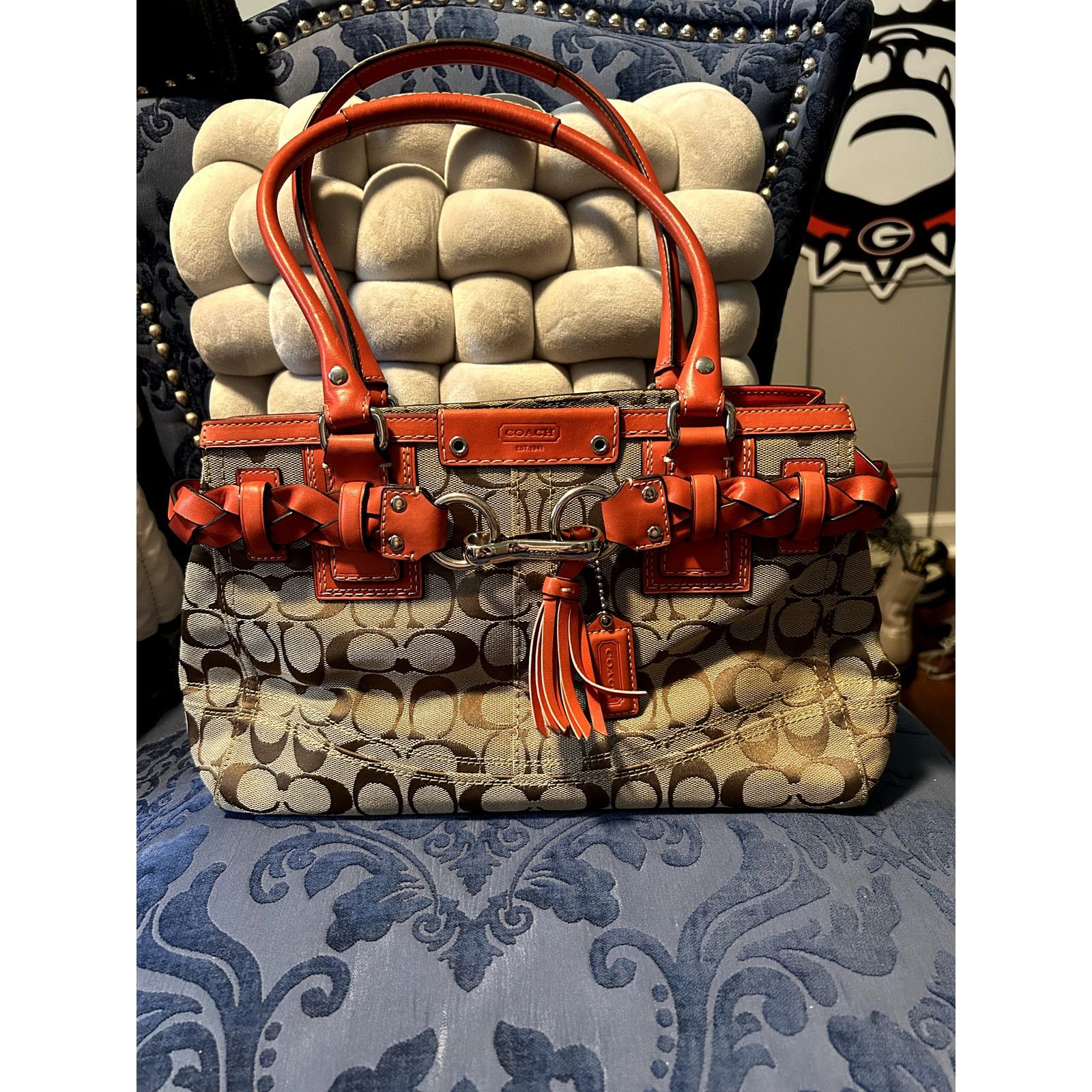 Coach Coach Signature Logo Hampton Red Braided Leather Size ONE SIZE - 1 Thumbnail