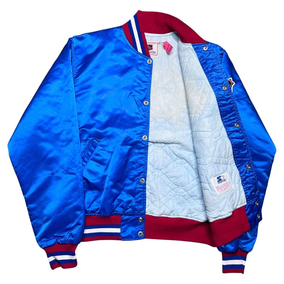 Starter 1990s NHL Winnipeg Jets Starter Spell Out Blue Satin Jacket Size US L / EU 52-54 / 3 - 2 Thumbnail