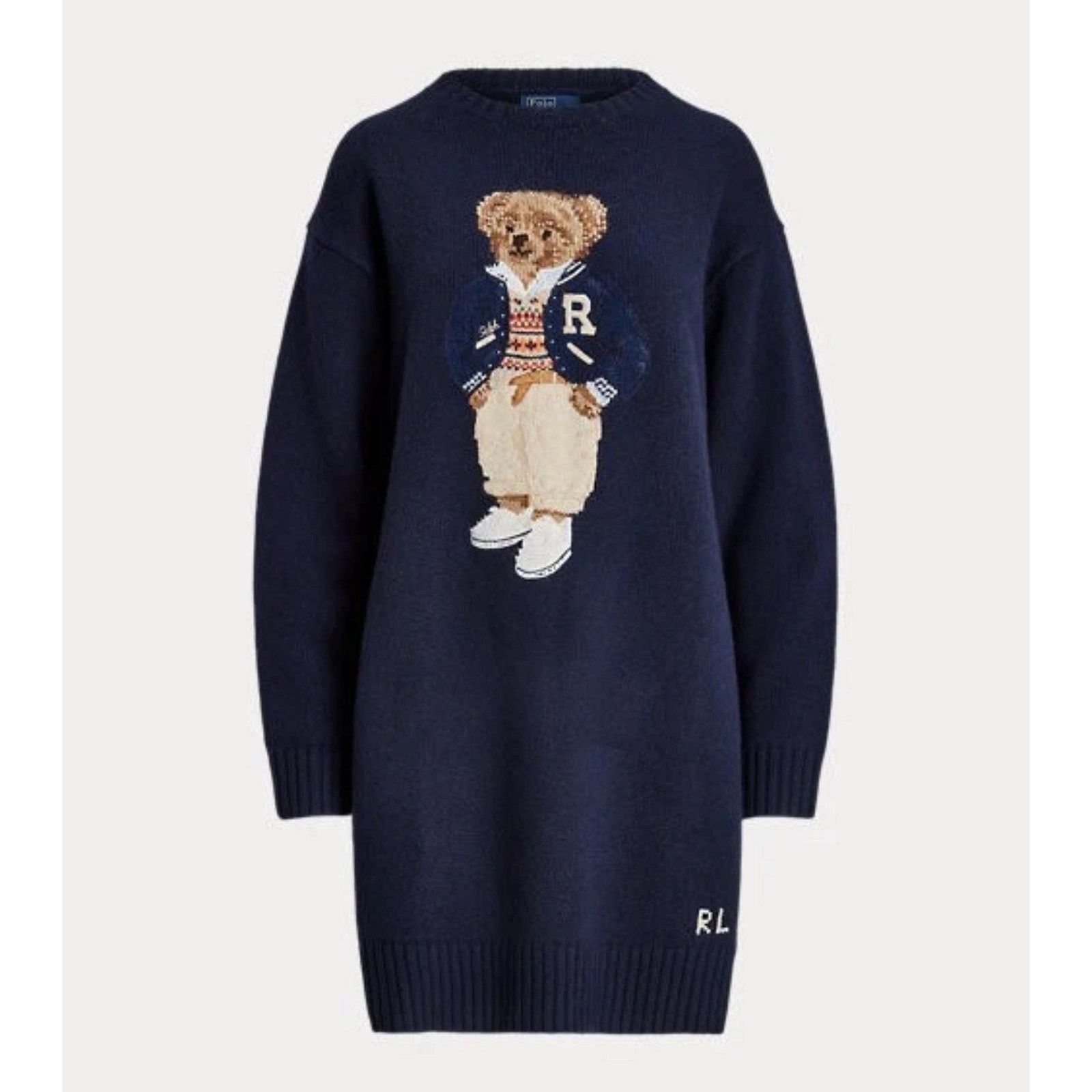 Ralph Lauren NWT Polo Ralph Lauren Women Crewneck Bear Sweater Dress Navy Size XS / US 0-2 / IT 36-38 - 1 Thumbnail