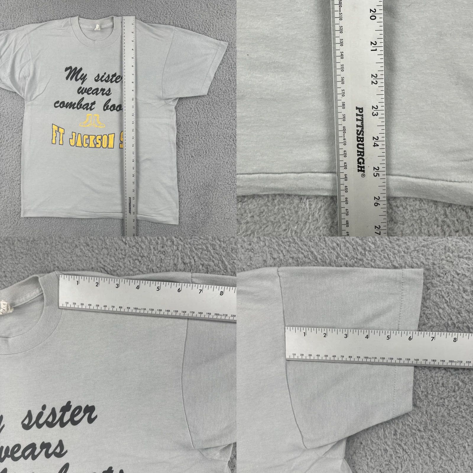 Vintage VINTAGE Screen Stars Gray XL T Shirt Men 1980s Single Stitch Cotton USA Fort Jackson Graphic Tee Sportswear/Beach Size US XL / EU 56 / 4 - 10 Thumbnail